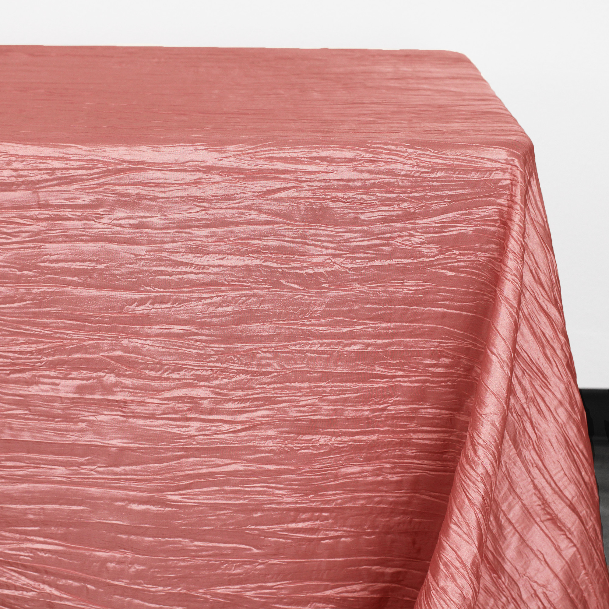 90 x 132 inch Rectangular Crinkle Taffeta Tablecloths Coral corner