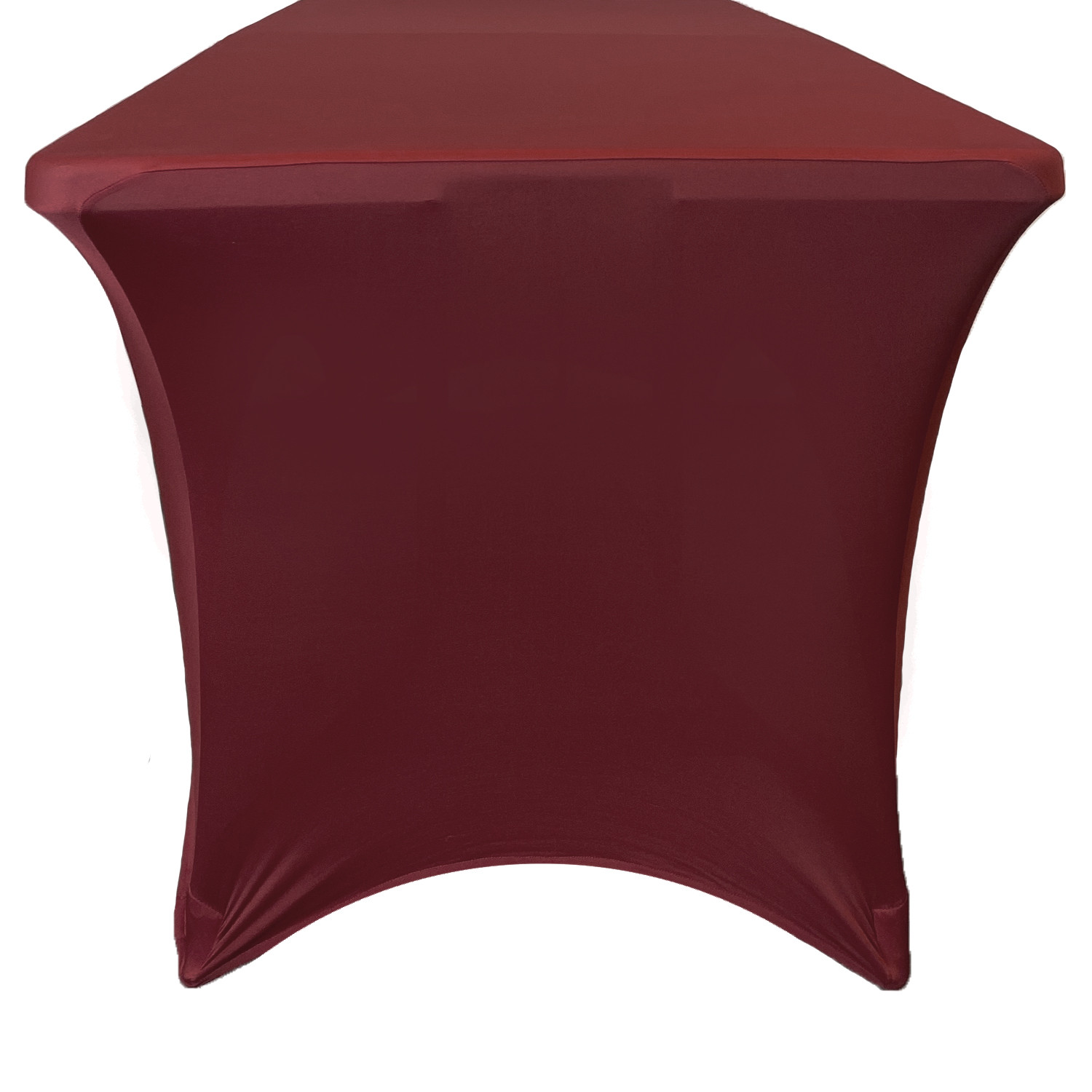 Stretch Spandex 6 Ft Rectangular Table Cover Burgundy Side