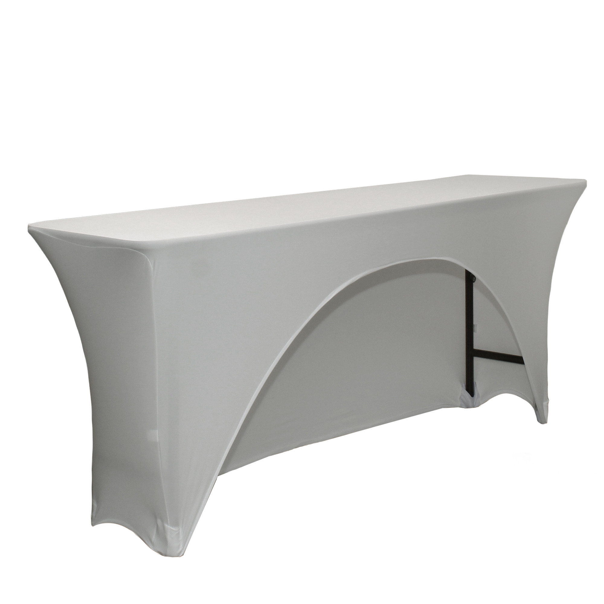 Stretch Spandex 6 ft x 18 Inches Open Back Rectangular Table Cover Silver silver