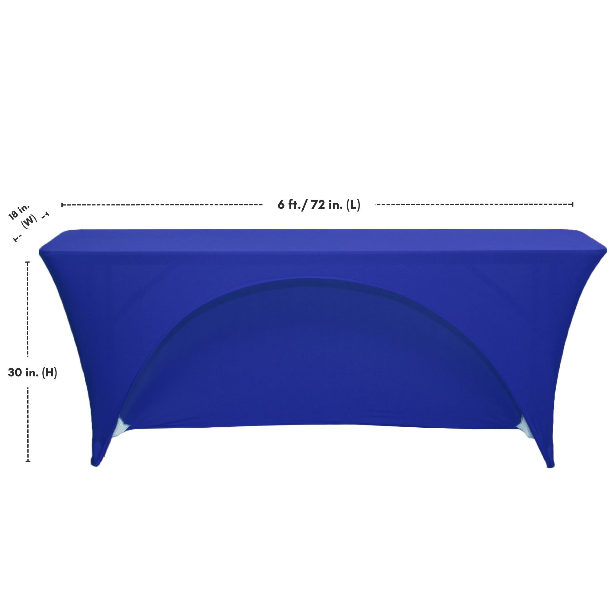 Spandex 6 Ft x 18 Inches Open Back Rectangular Table Cover Royal Blue, Wholesale