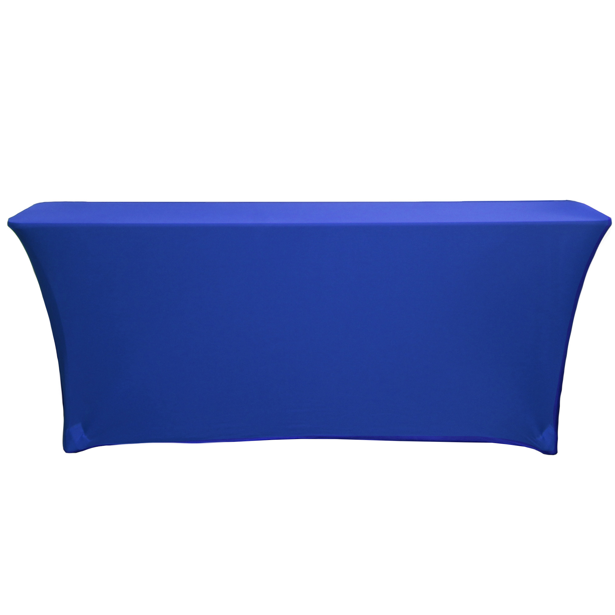 Spandex 6 Ft x 18 Inches Open Back Rectangular Table Cover Royal Blue back view