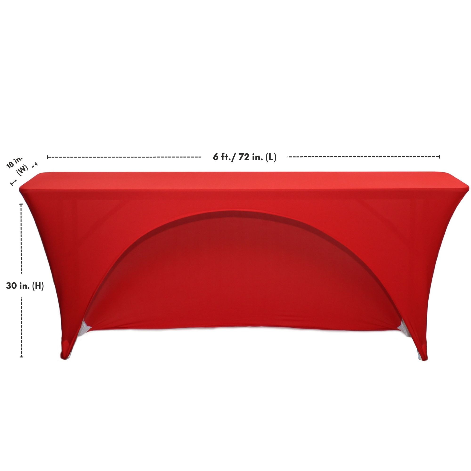 Spandex 6 Ft x 18 Inches Open Back Rectangular Table Cover Red, Wholesale