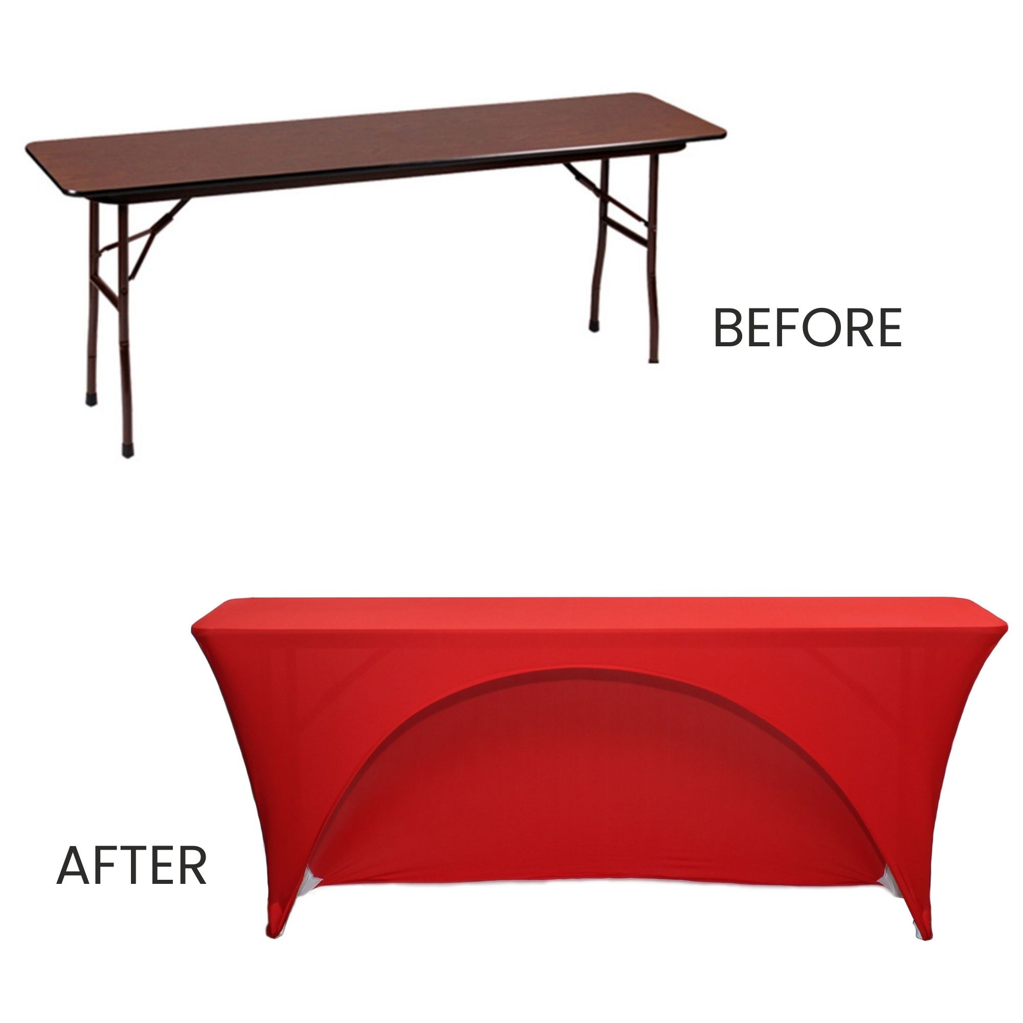 Spandex 6 Ft x 18 Inches Open Back Rectangular Table Cover Red for Events, Parties, Weddings