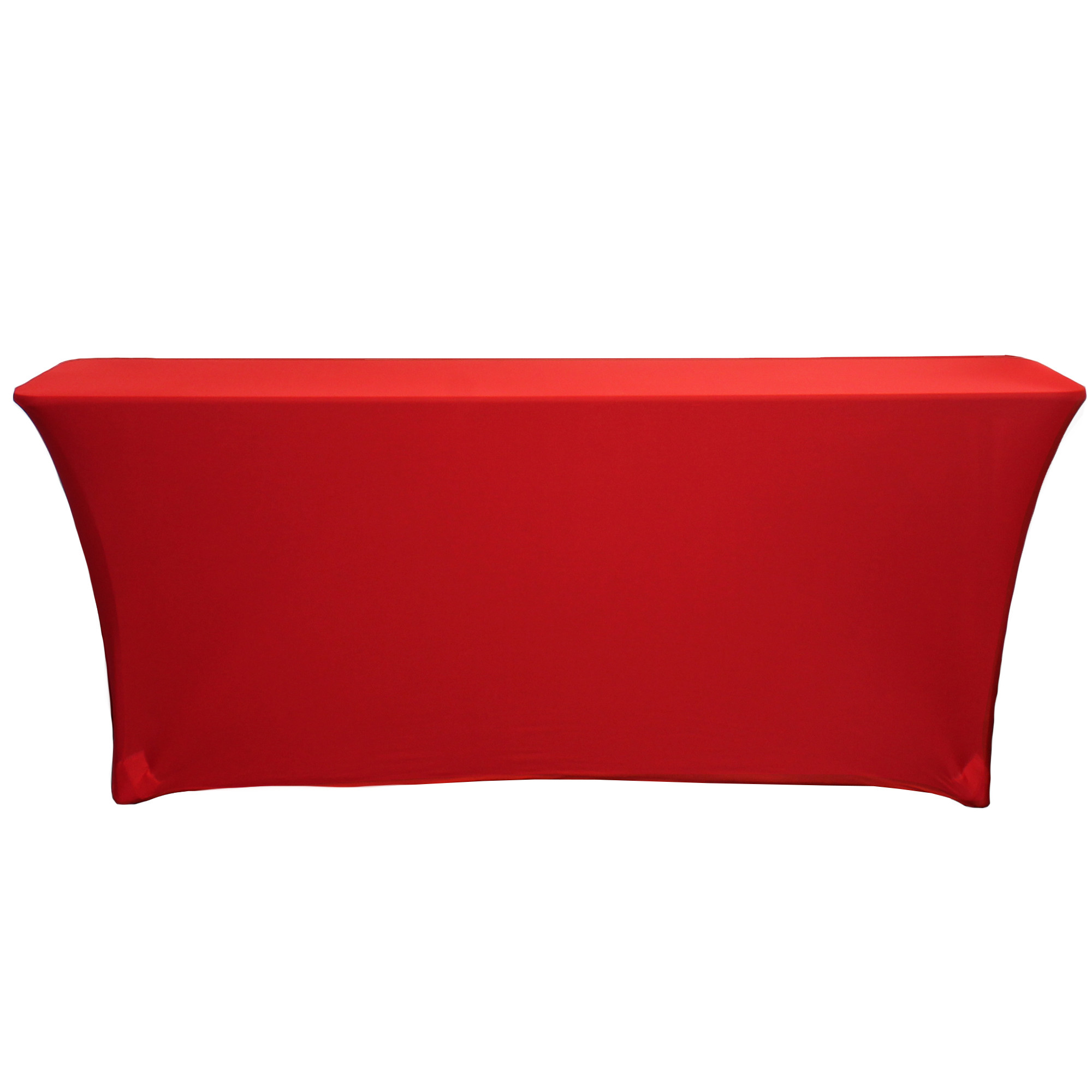 Spandex 6 Ft x 18 Inches Open Back Rectangular Table Cover Red back view
