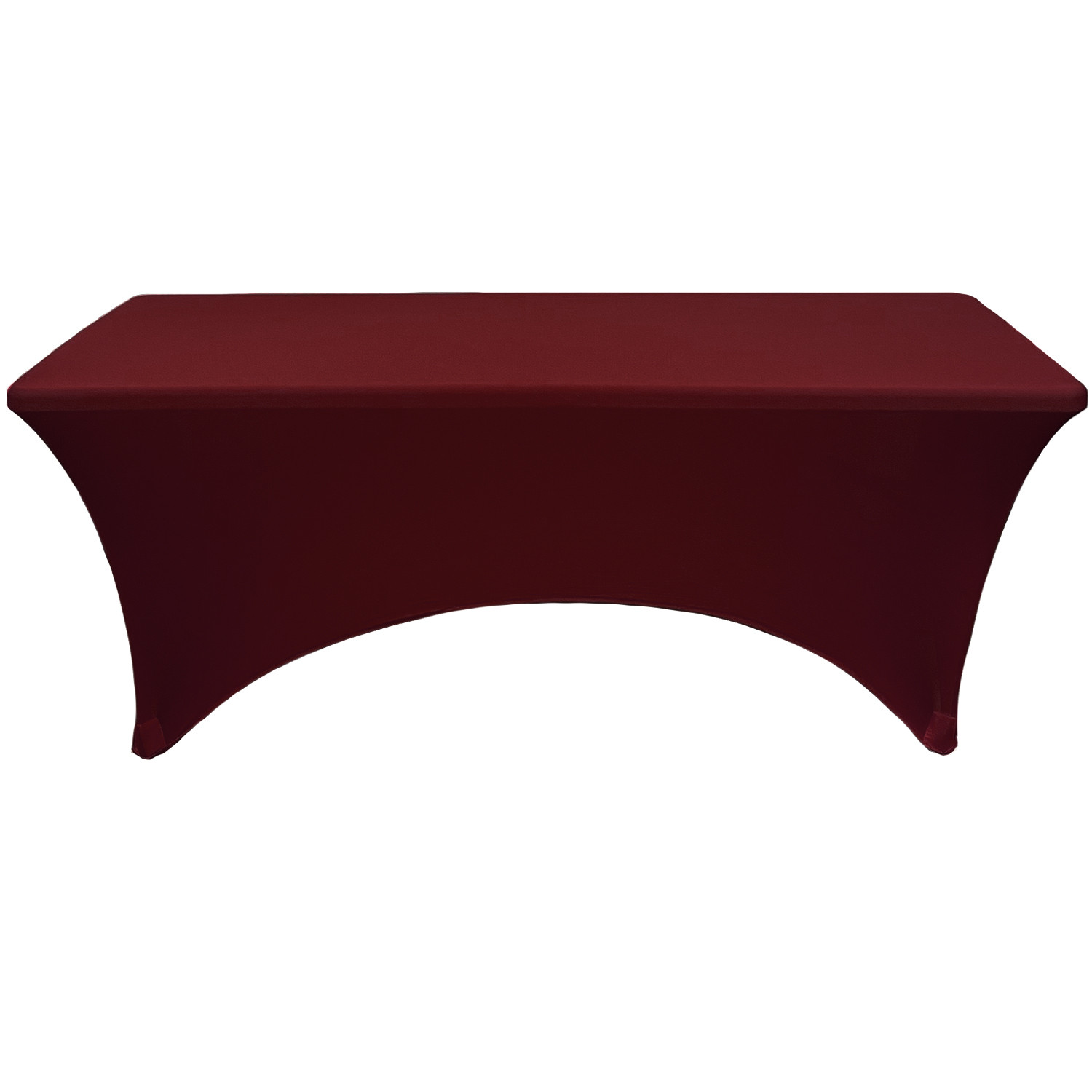 Stretch Spandex 8 ft Rectangular Table Cover Burgundy front