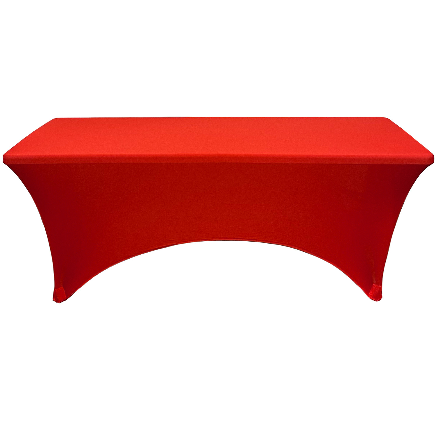 Stretch Spandex 8 ft Rectangular Table Cover Red front