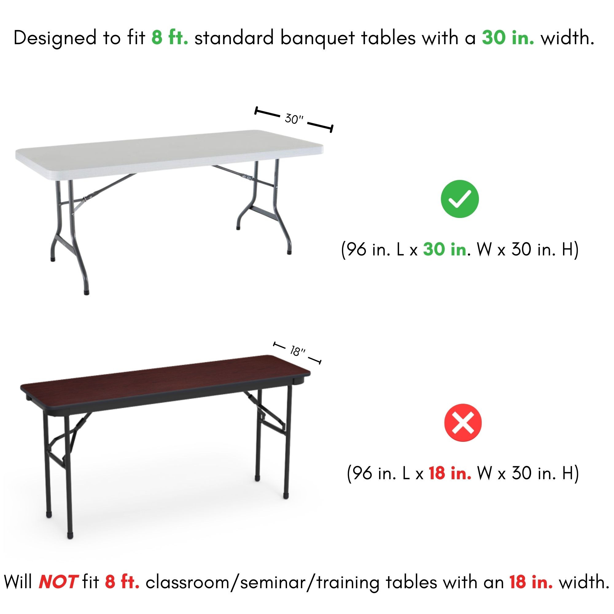 Stretch Spandex 8 Ft Open Back Rectangular Table Cover Dimensions