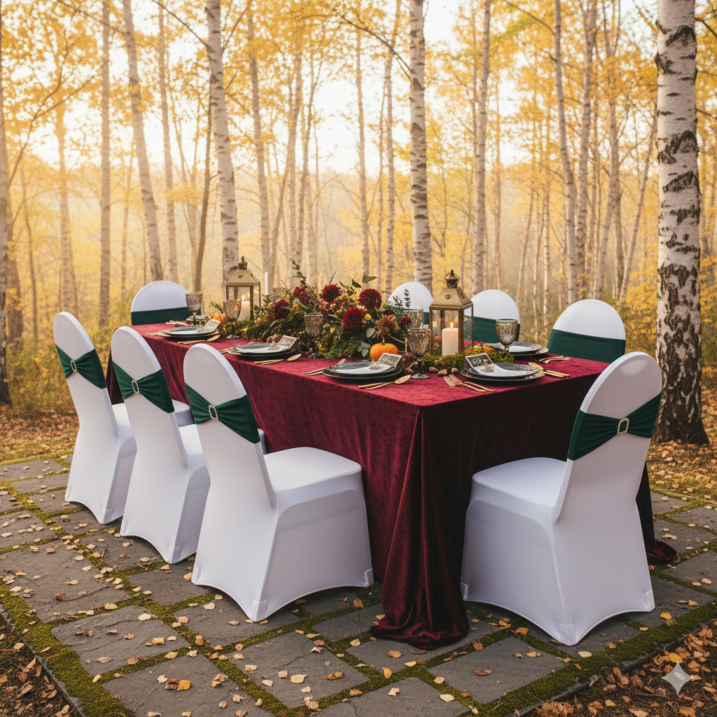 hunter green spandex bands for events, weddings, and holidays