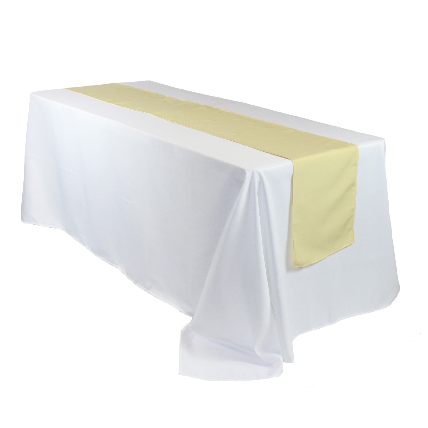 14 x 108 inch Polyester Table Runner Pastel Yellow on rectangular table