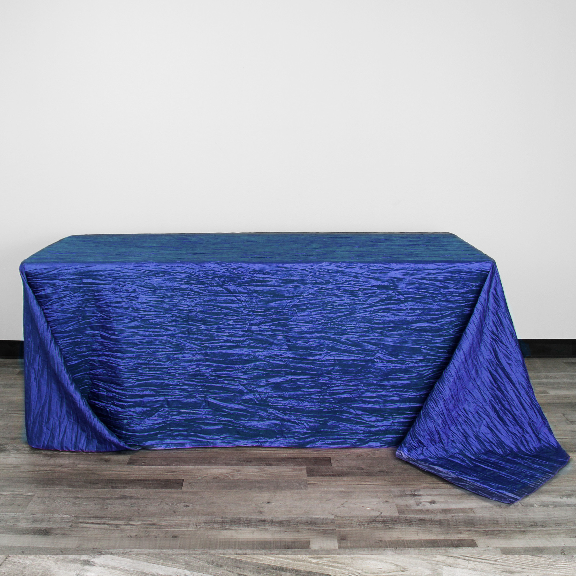 90 x 156 Inch Rectangular Crinkle Taffeta Tablecloth Royal Blue front