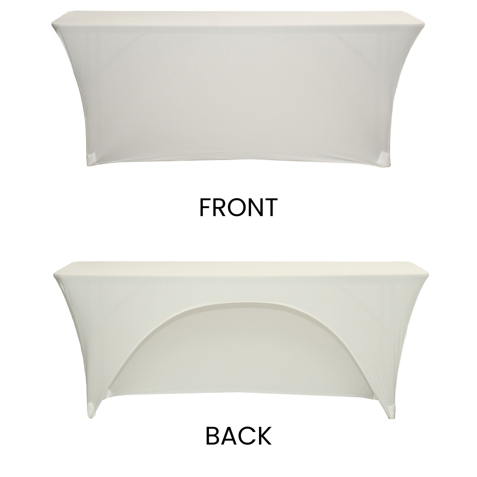 ivory open back spandex table covers