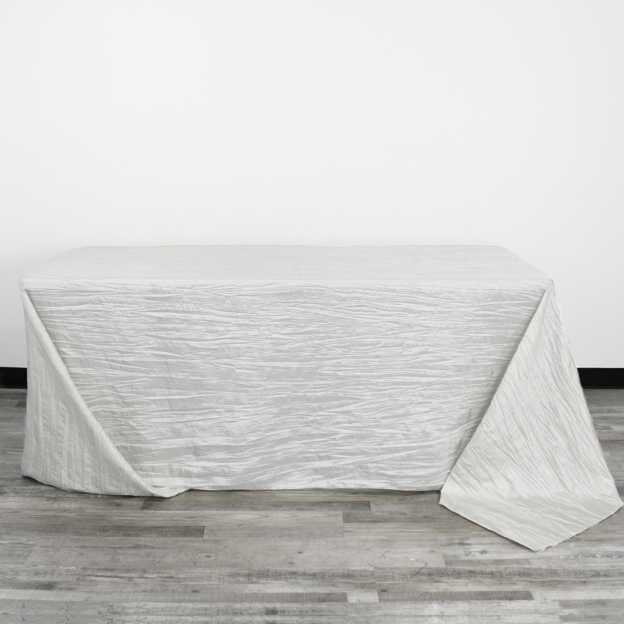 90 x 156 Inch Rectangular Crinkle Taffeta Tablecloth White front