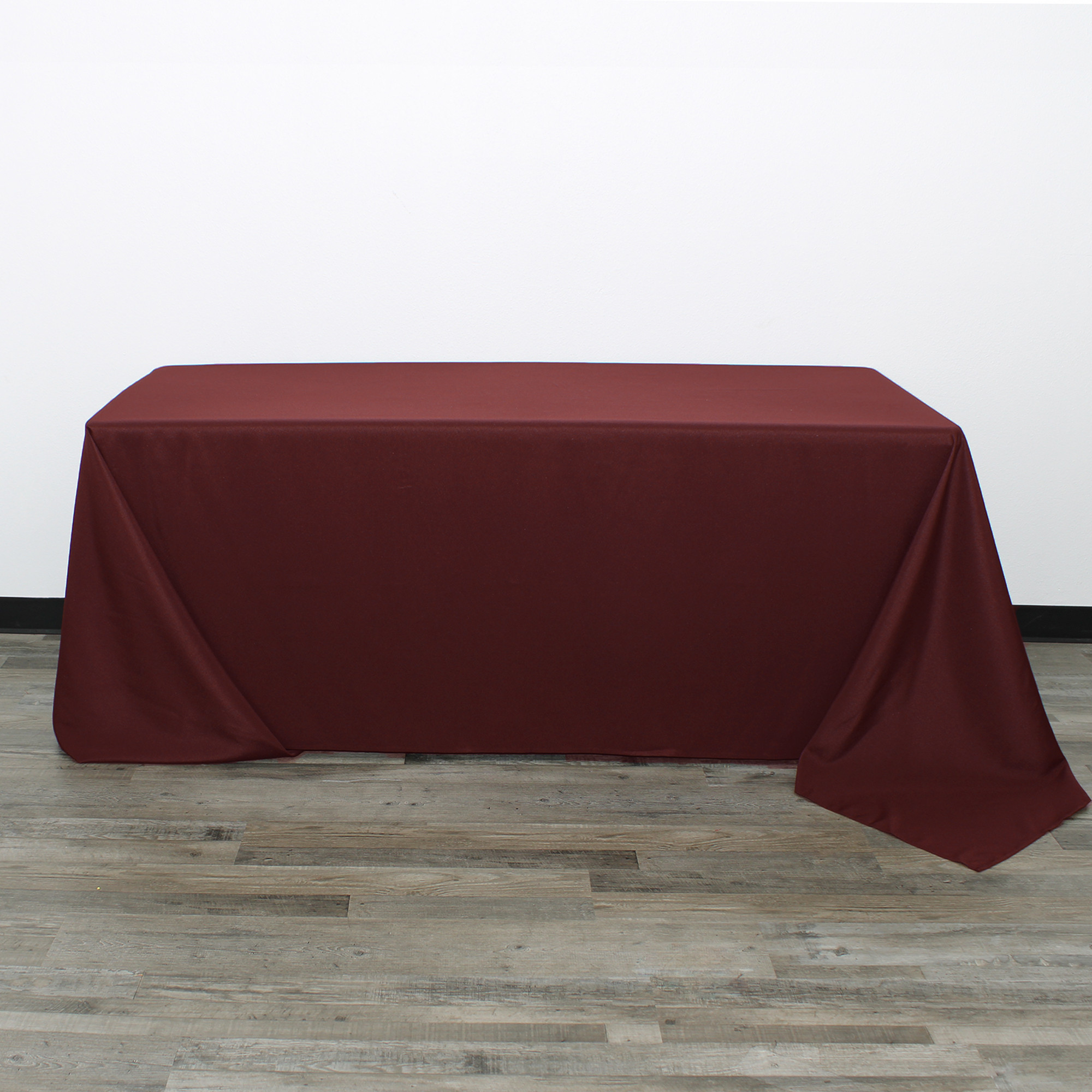 90 x 132 Inch Rectangular Polyester Tablecloth Burgundy Front