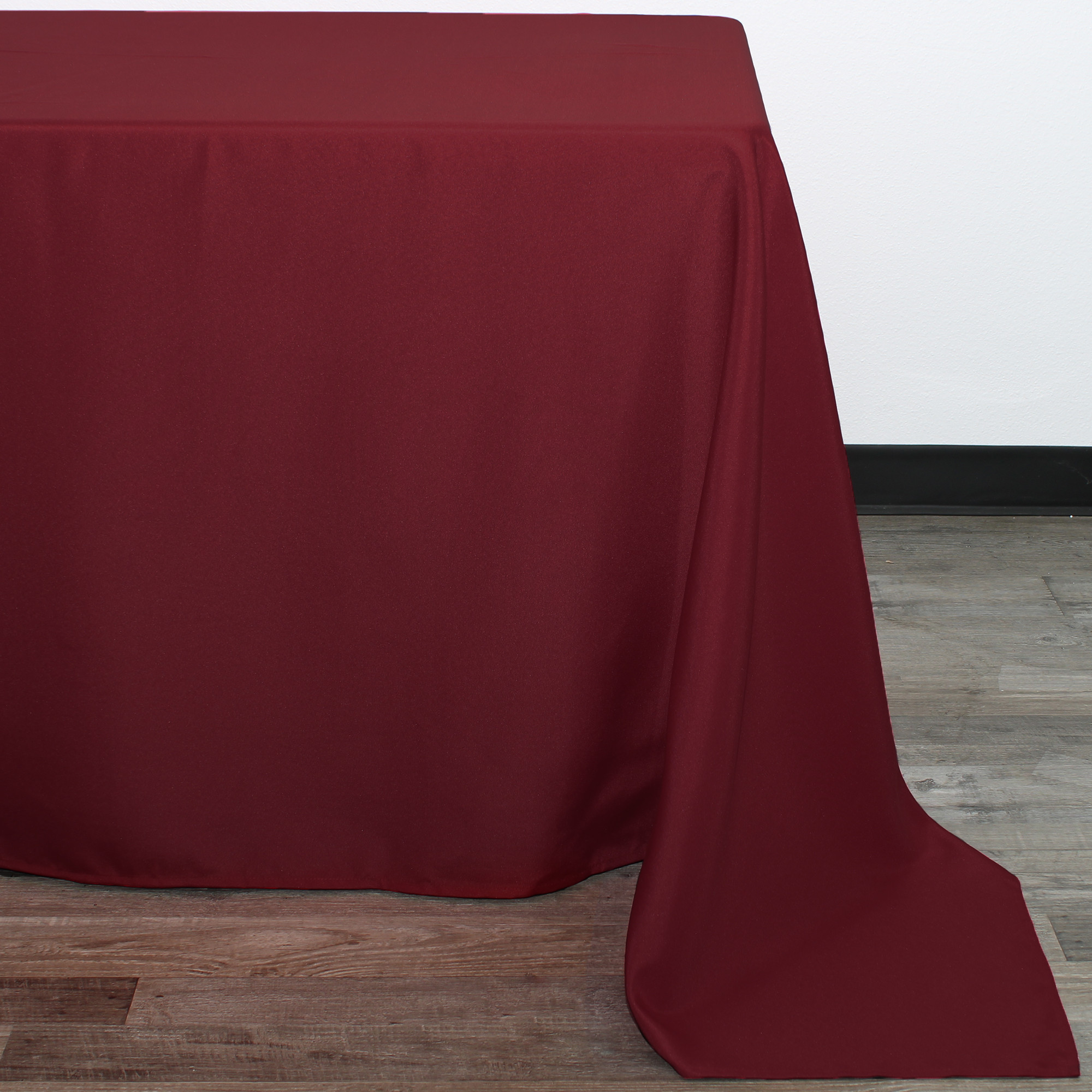 90 x 132 Inch Rectangular Polyester Tablecloth Burgundy Corner