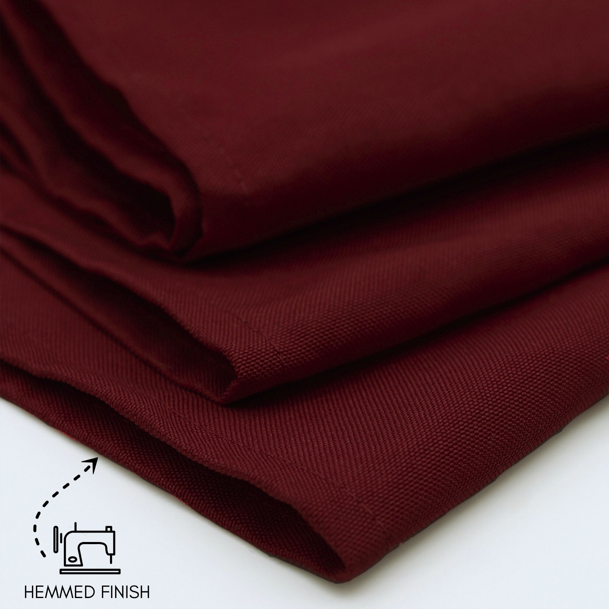 90 x 156 Inch Rectangular Polyester Tablecloth Burgundy Hem