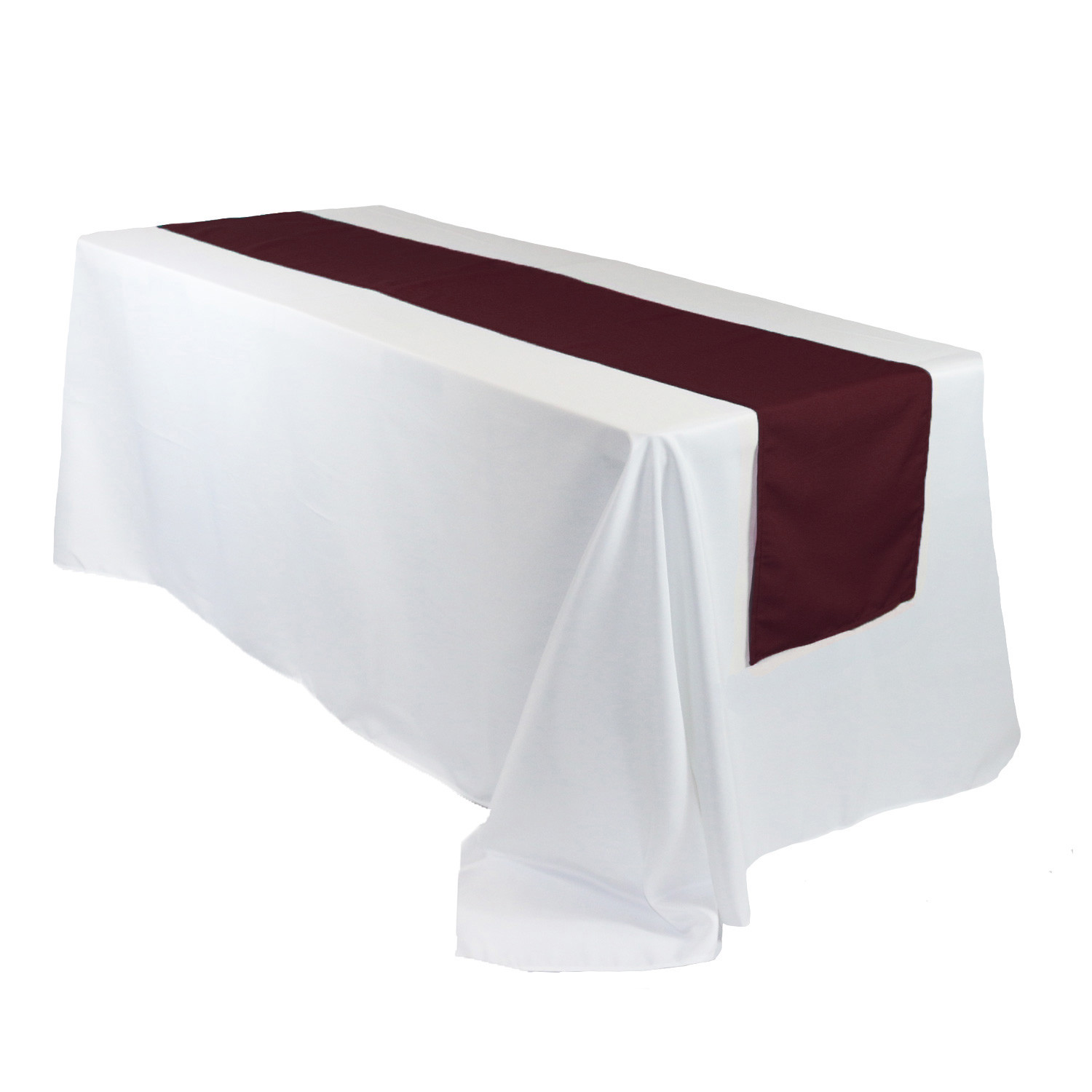 14 x 108 inch Polyester Table Runner Burgundy on rectangular tables