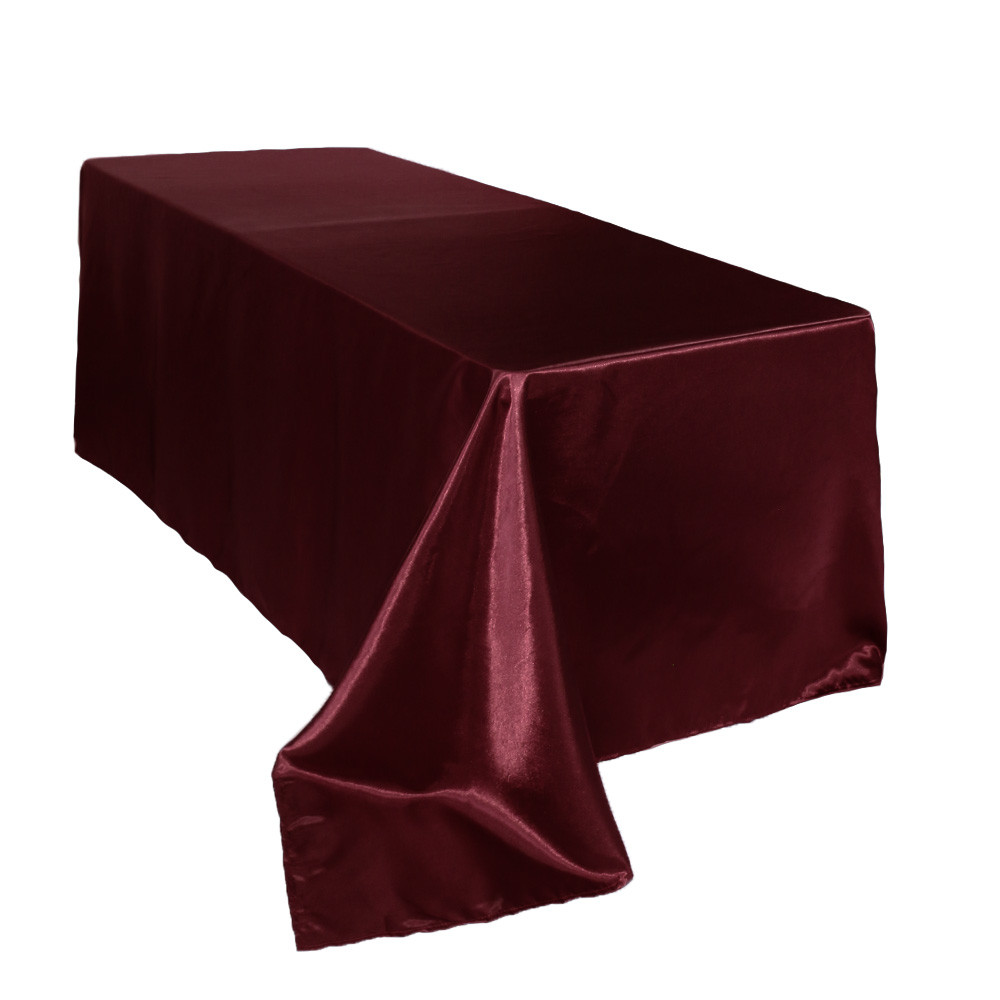 90 x 132 inch Rectangular Satin Tablecloth Burgundy