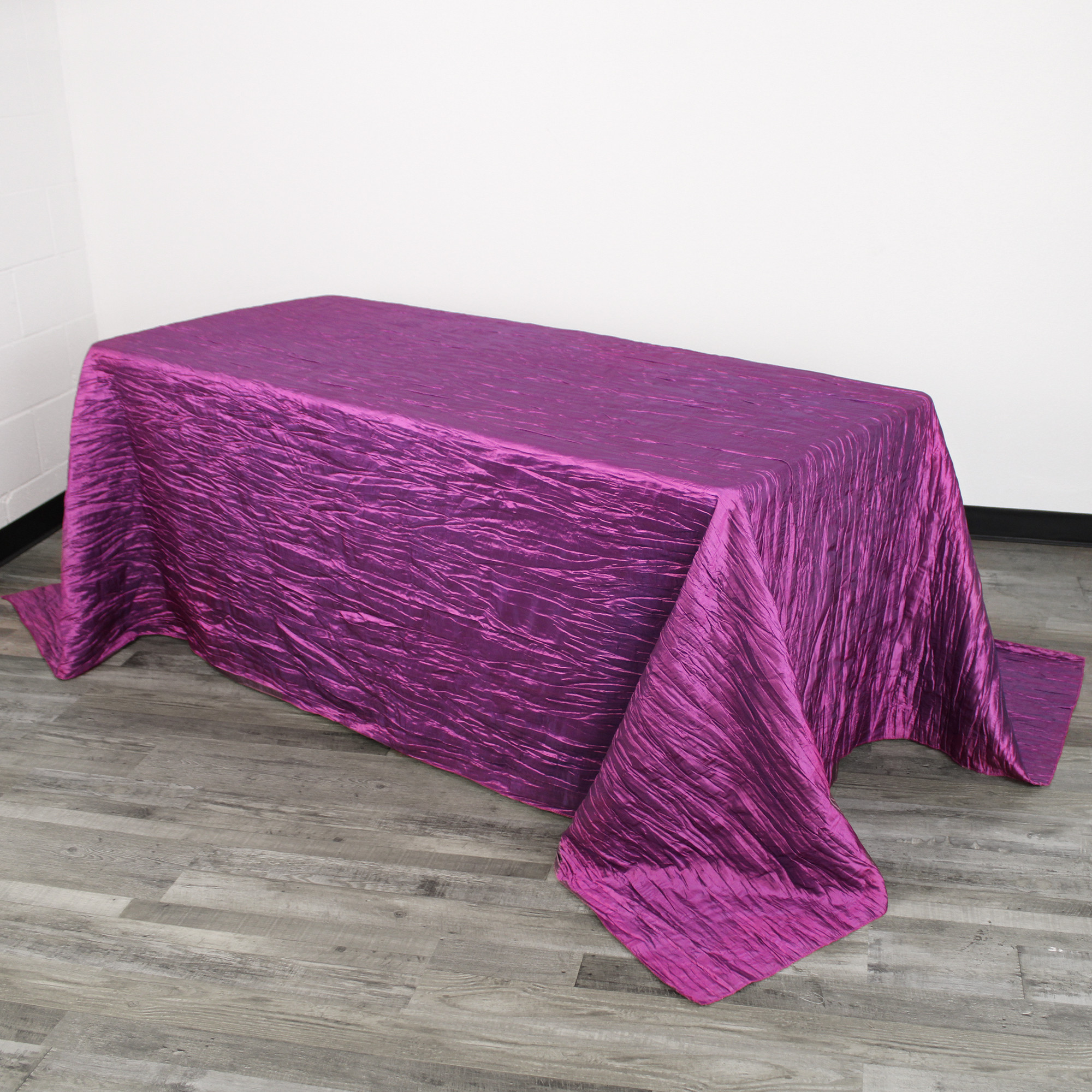 90 x 156 Inch Rectangular Crinkle Taffeta Tablecloth Purple