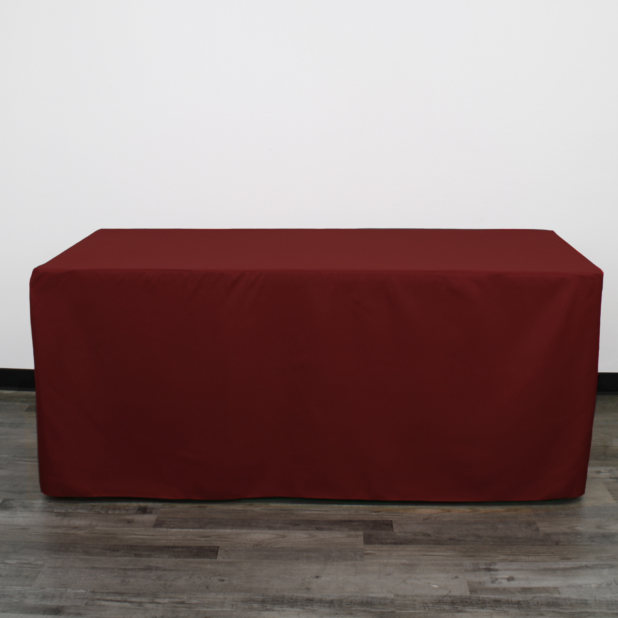 8 ft. Fitted Polyester Tablecloth Rectangular Burgundy front