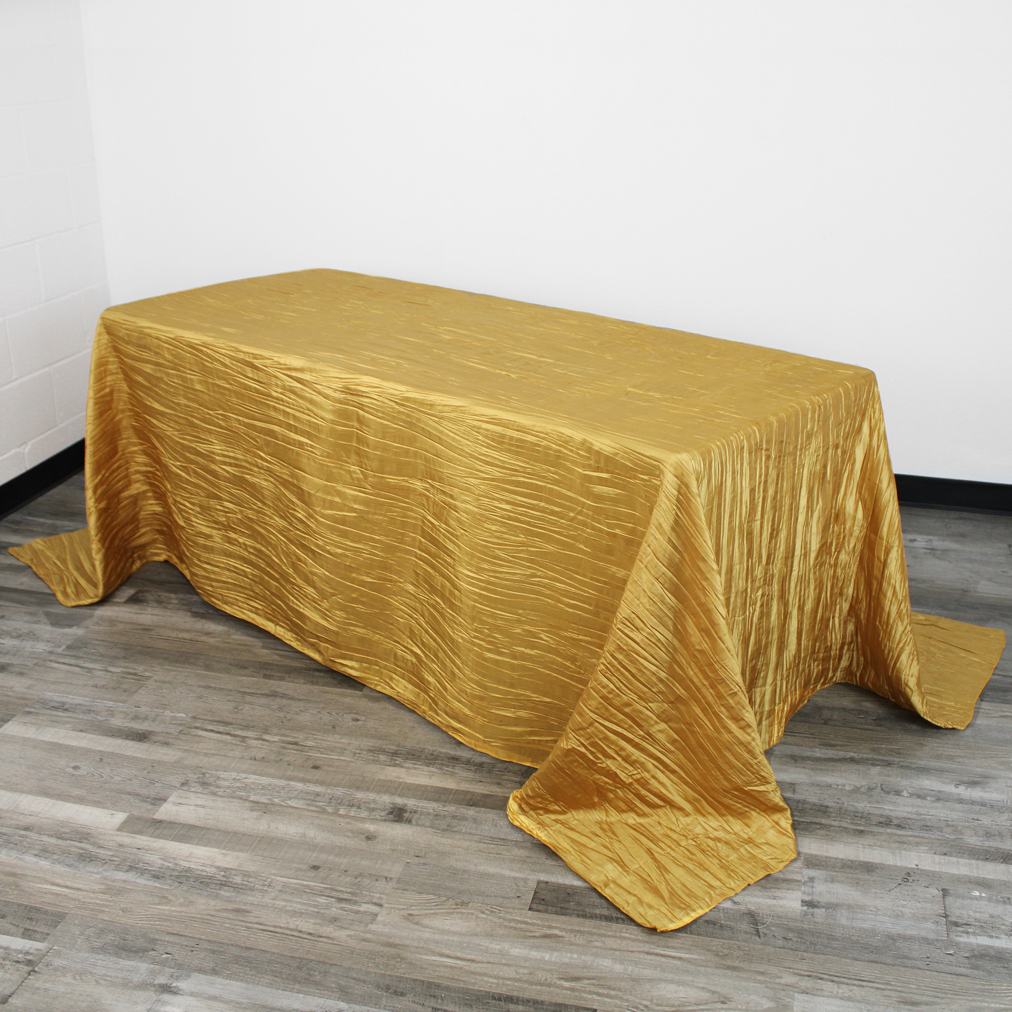 90 x 156 Inch Rectangular Crinkle Taffeta Tablecloth Gold