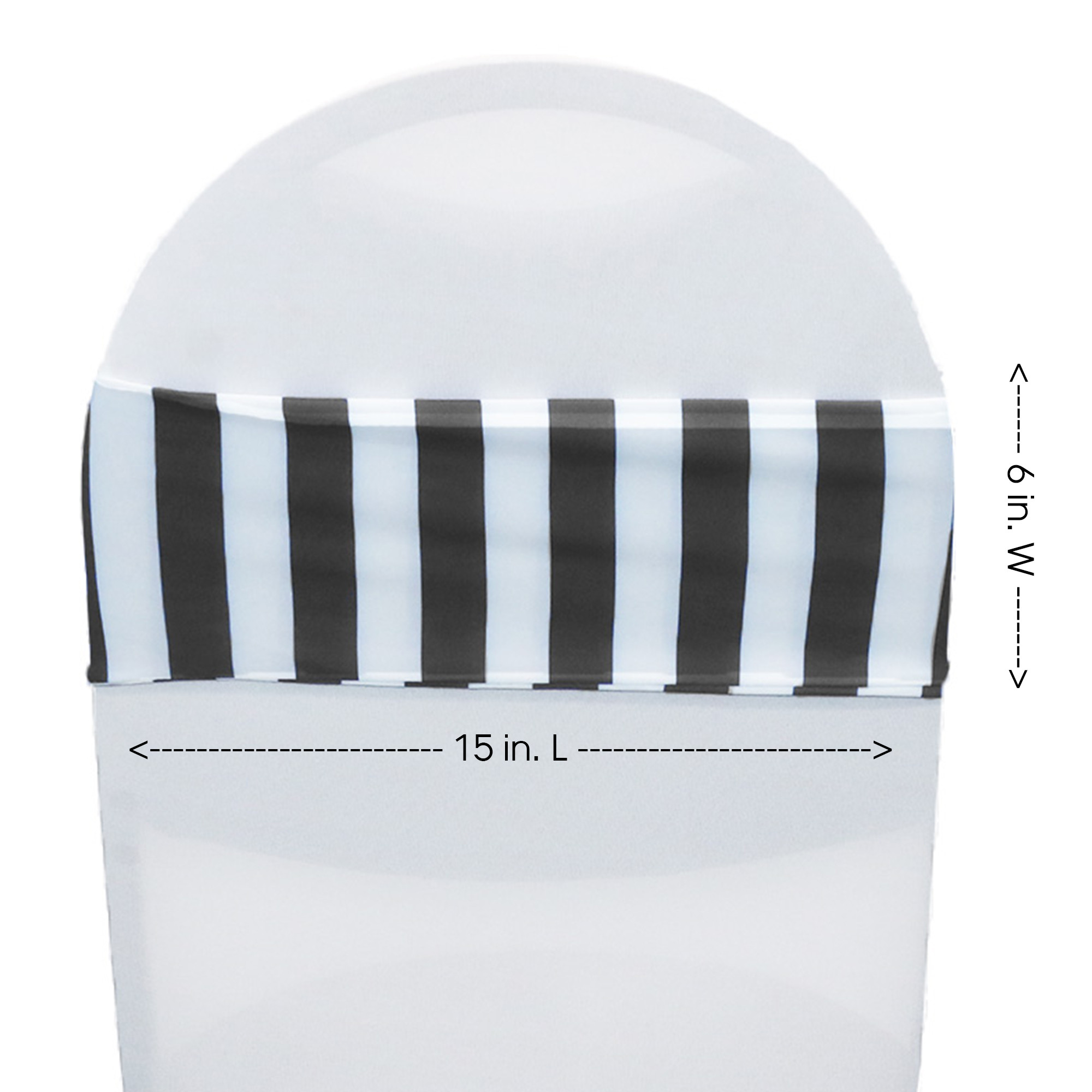 Spandex Chair Sashes Black and white striped measurements