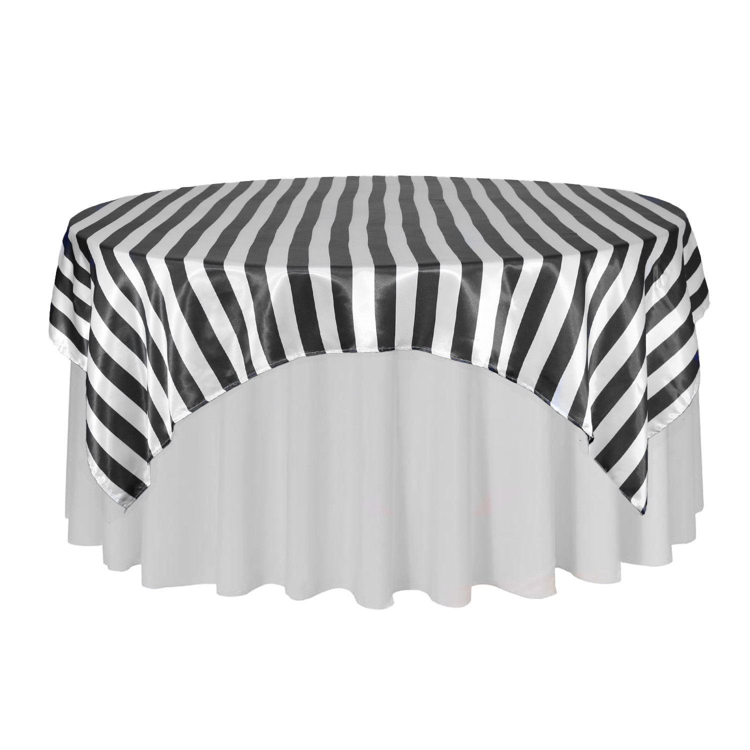 Satin Table Overlay Black/White Striped