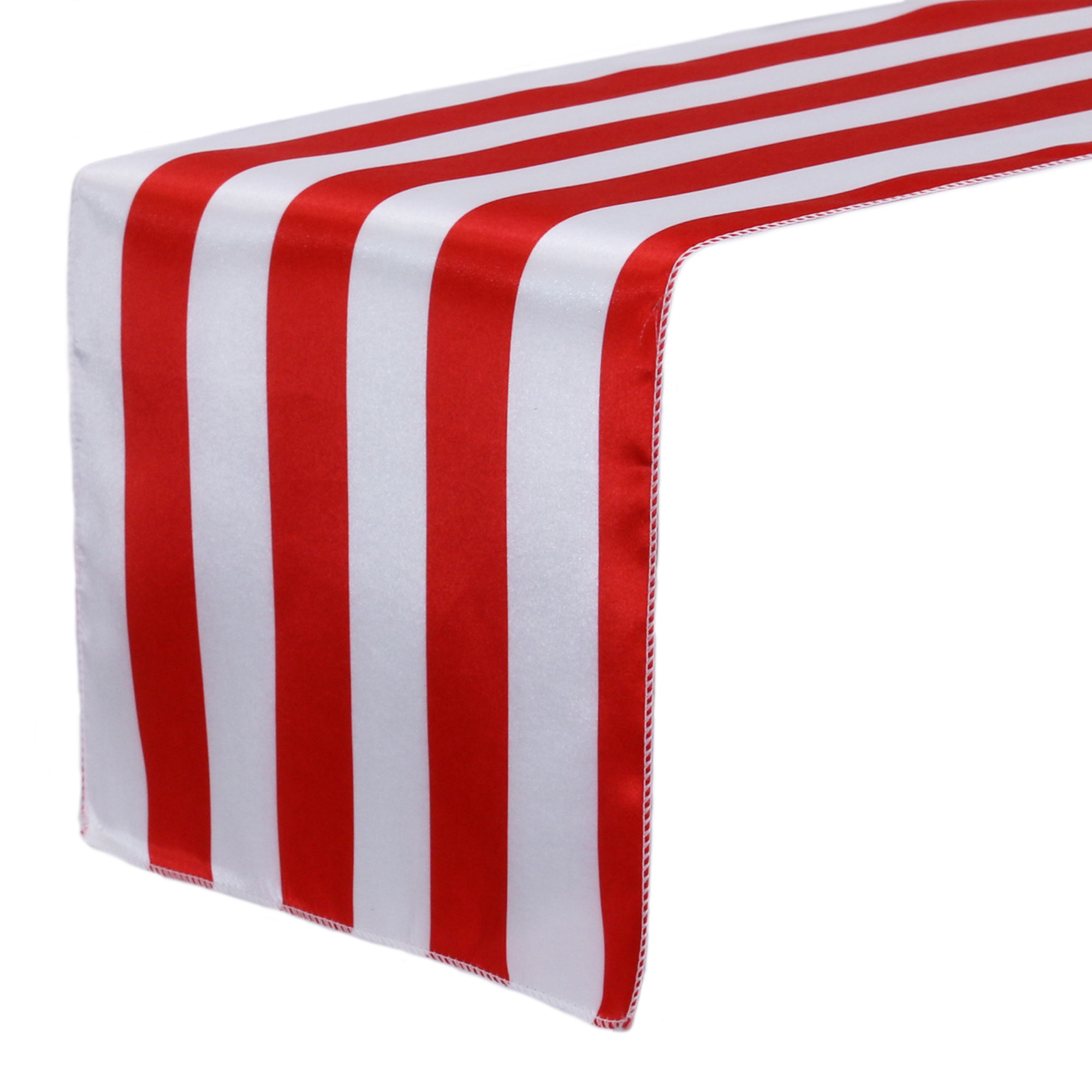 14 x 108 Inch Satin Table Runner Red/White Striped