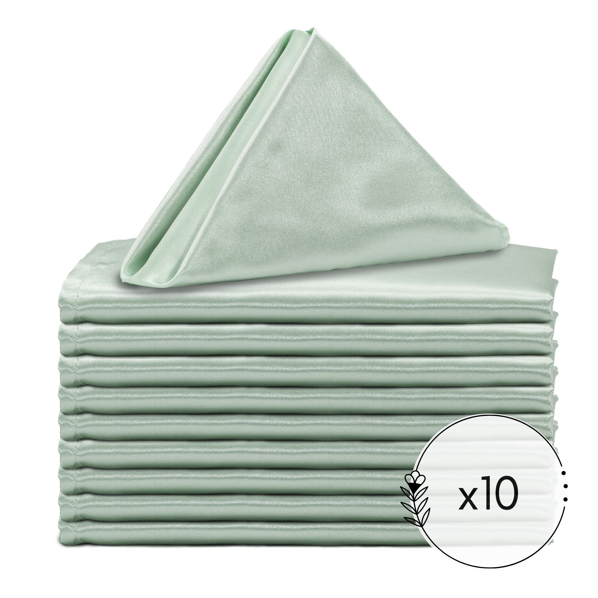 10 Pack 20 Inch Satin Cloth Napkins Mint