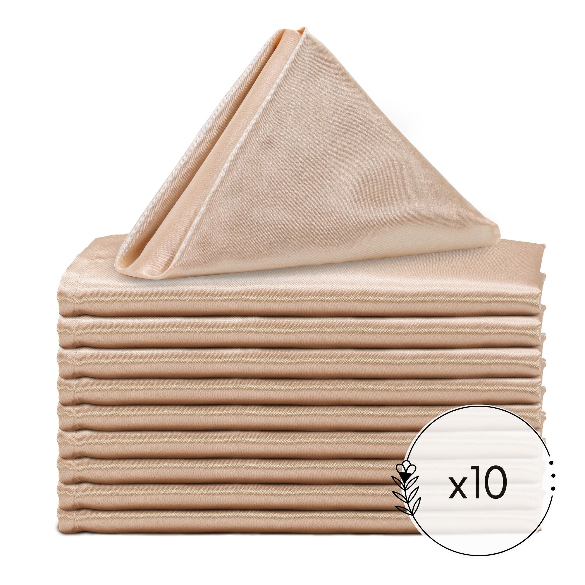 10 Pack 20 Inch Satin Cloth Napkins Peach