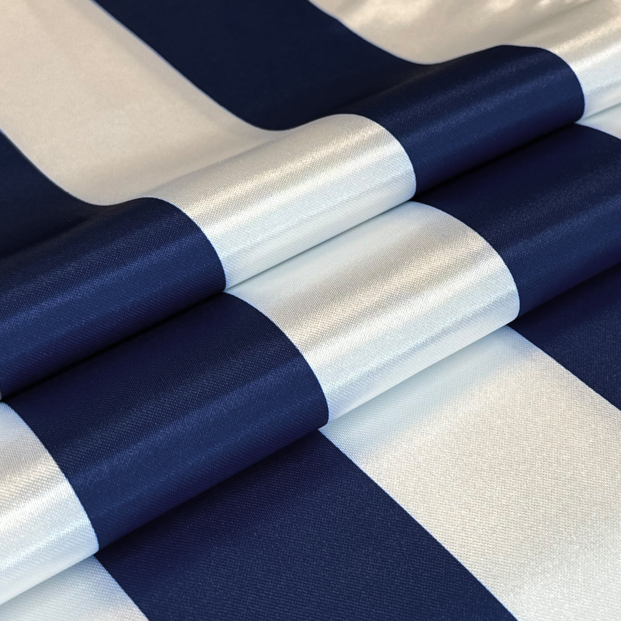 20 inch Satin Cloth Napkins Navy Blue/White Striped Swatch