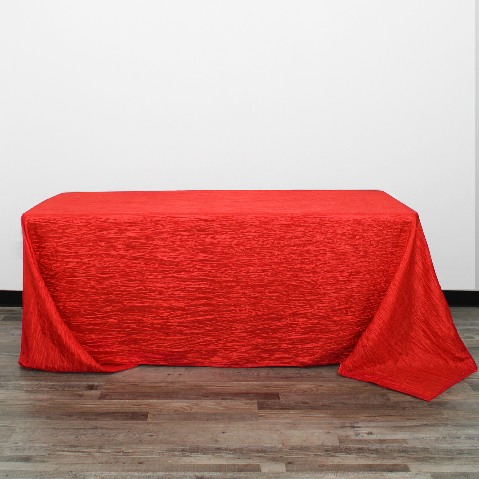 90 x 132 inch Rectangular Crinkle Taffeta Tablecloth Red Front