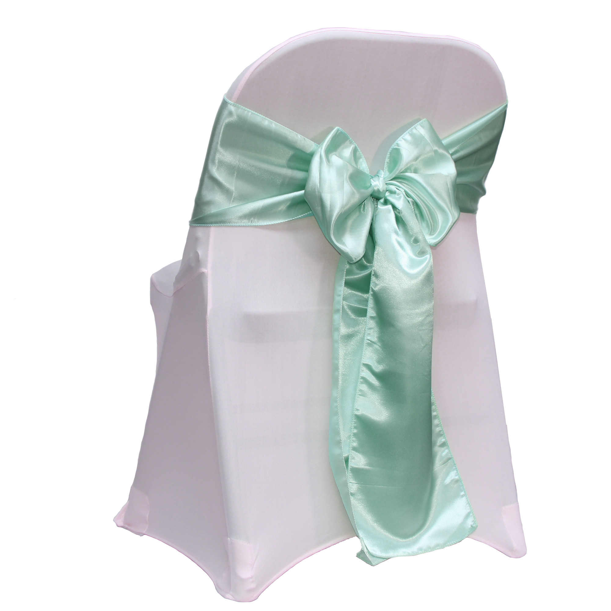 mint satin sashes for folding chairs
