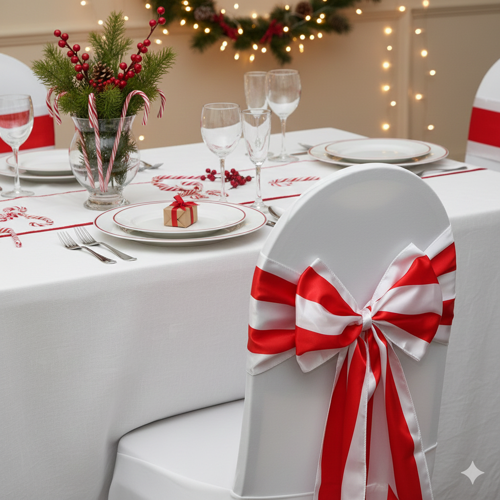 Satin Sashes Red/White Striped lifestyle