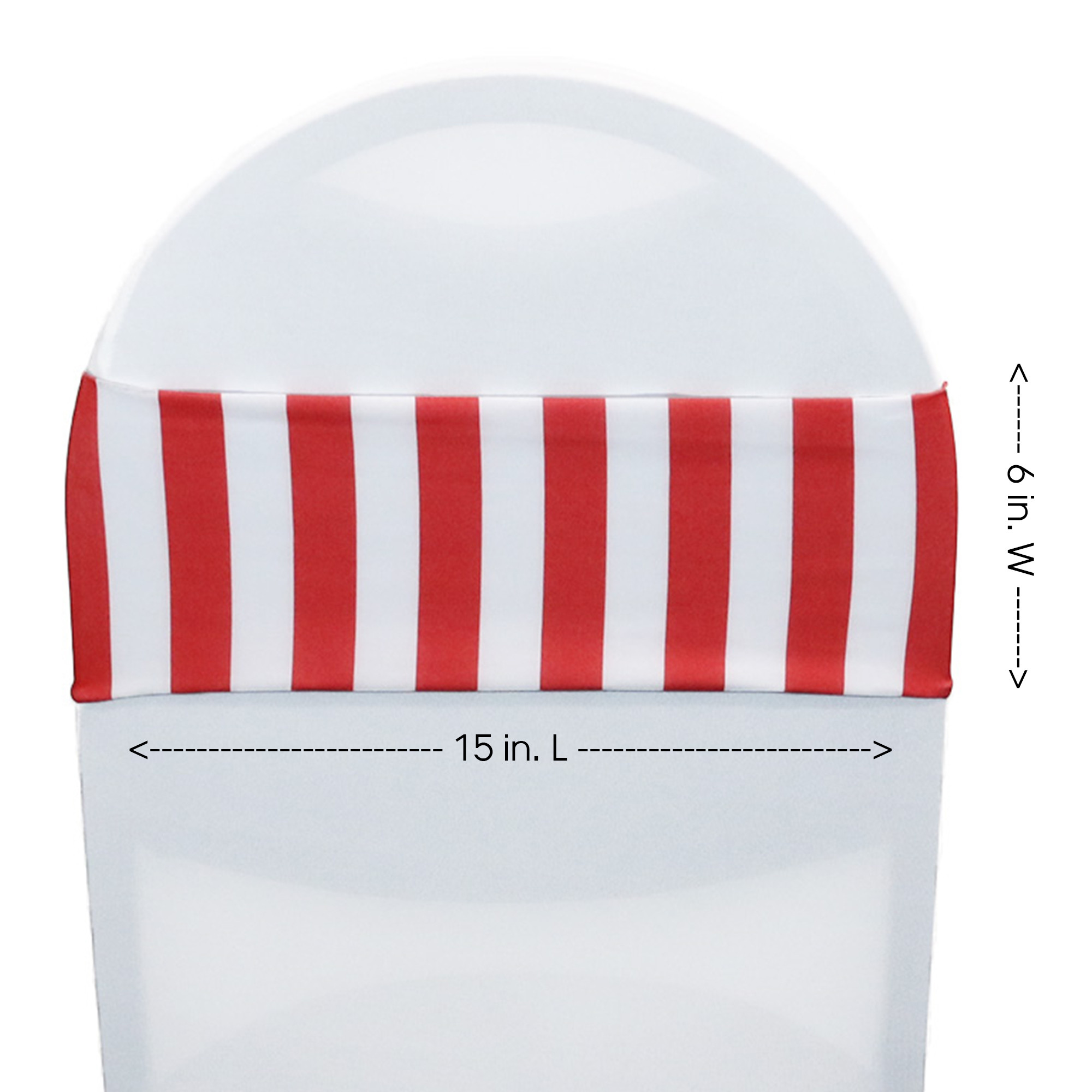 Stretch Spandex Striped Chair Bands Black/White measurements
