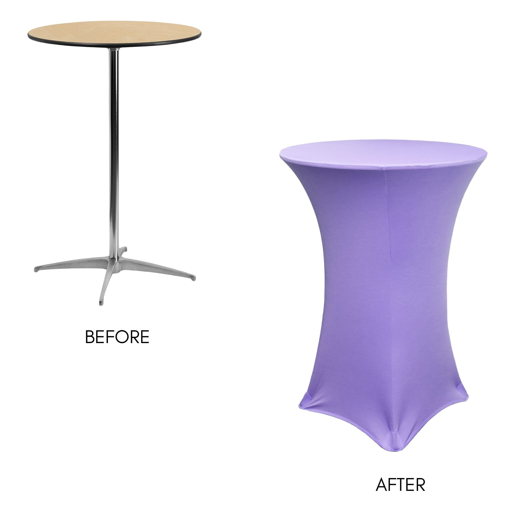 30 inch Highboy Cocktail Round Stretch Spandex Table Cover Lavender Dimensions wood cocktail table