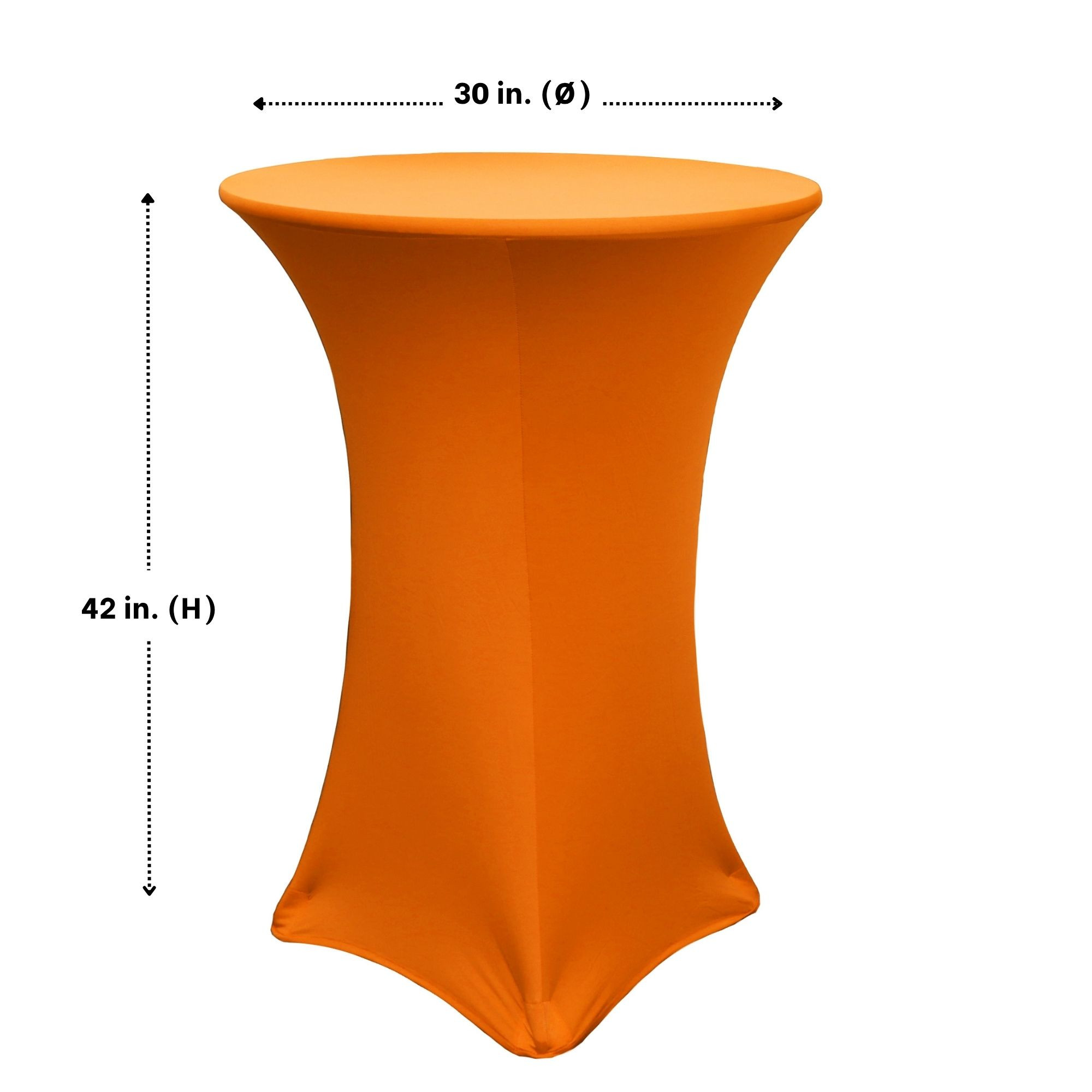 30 inch Highboy Cocktail Round Stretch Spandex Table Cover Orange dimensions