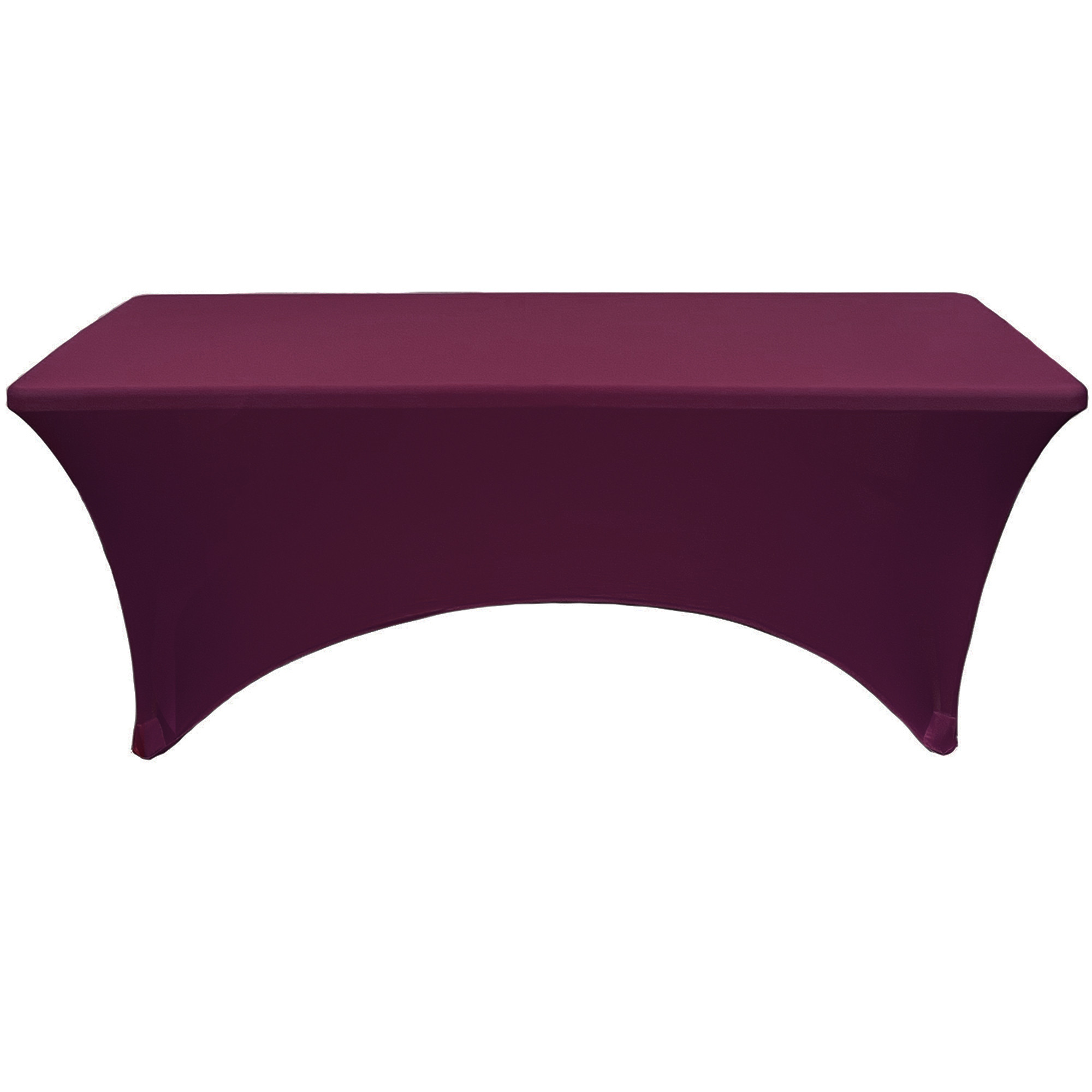 Stretch Spandex 6 Ft Rectangular Table Cover Eggplant Front