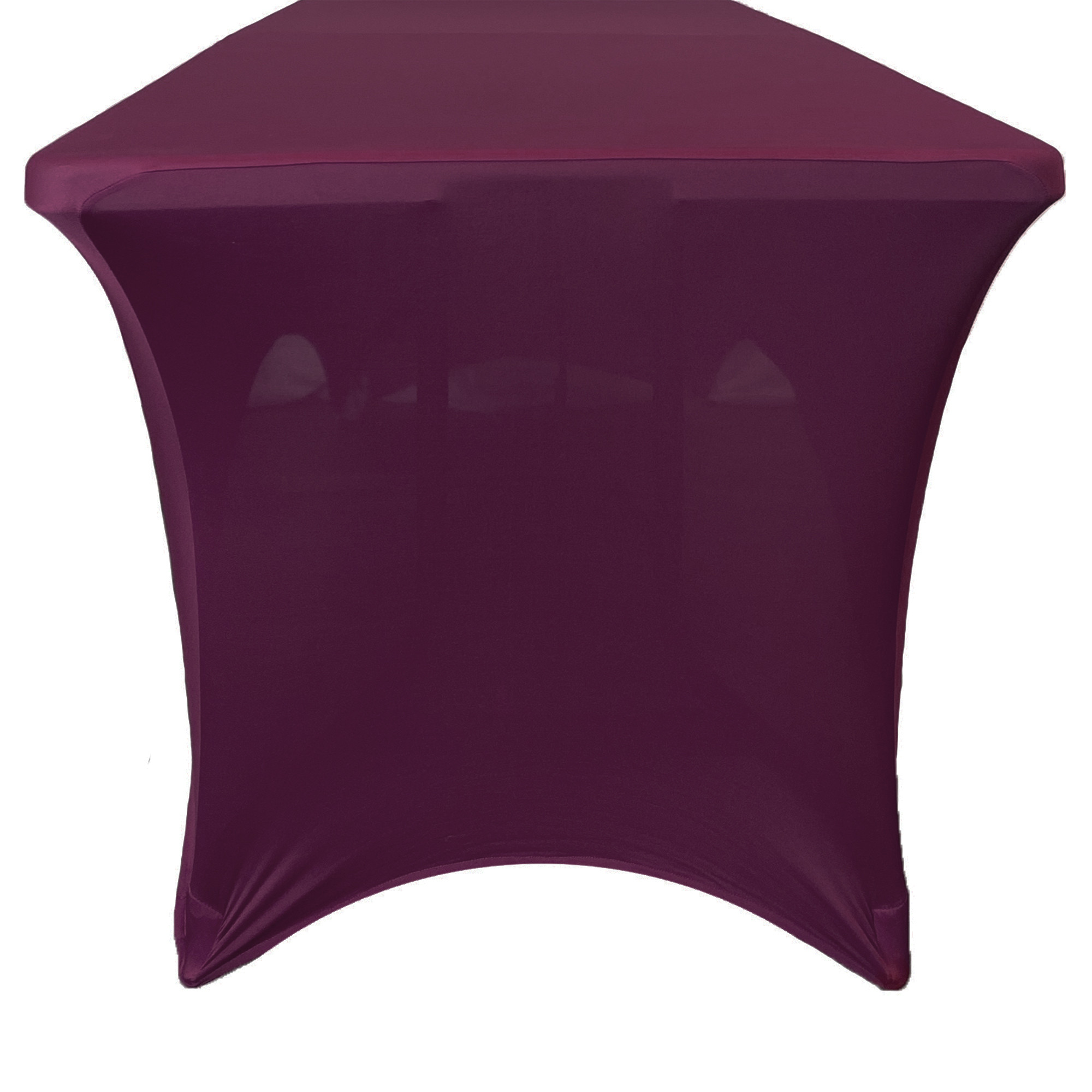 Stretch Spandex 6 Ft Rectangular Table Cover Eggplant Side