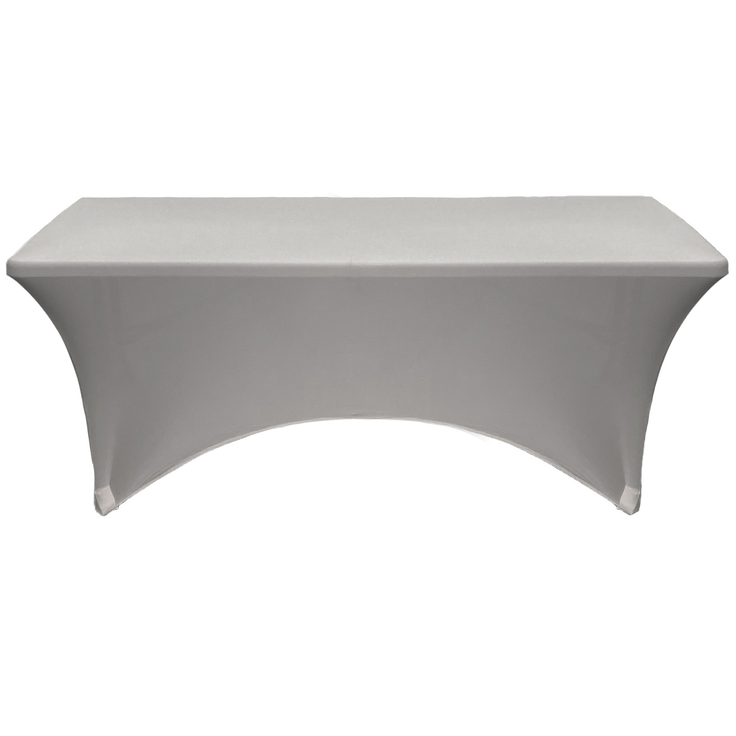 Stretch Spandex 6 Ft Rectangular Table Cover Gray front
