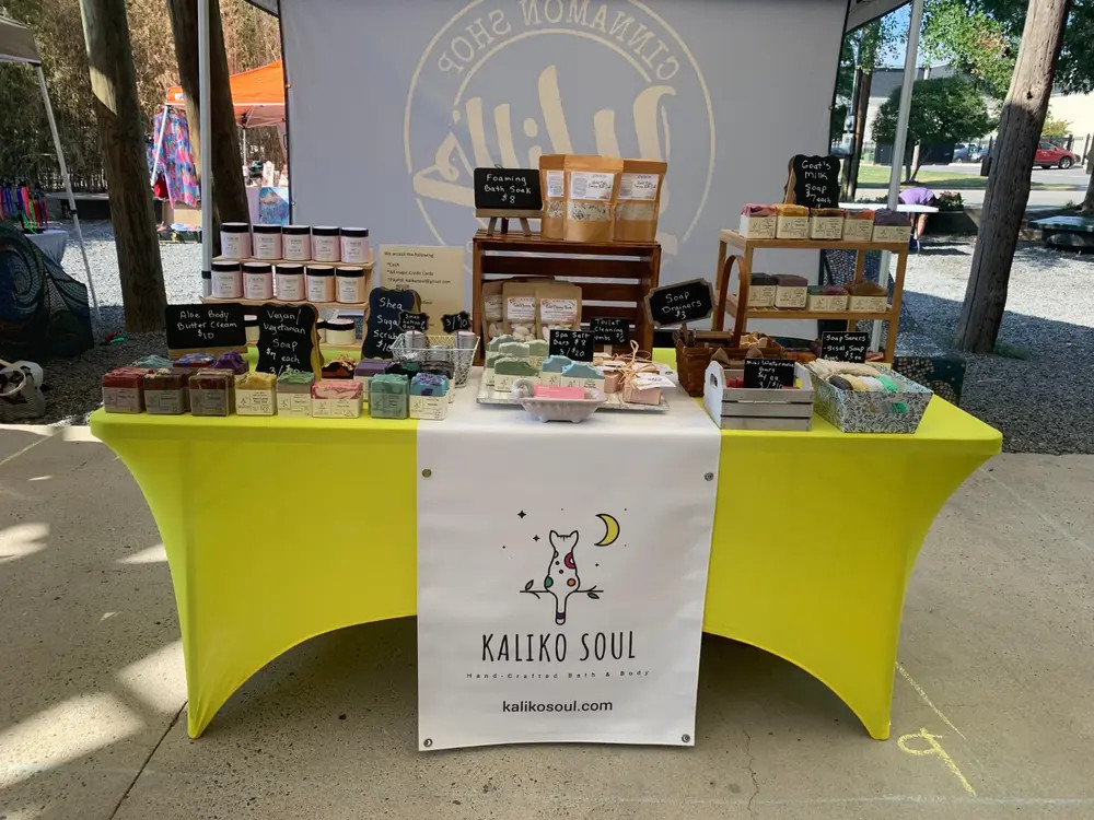Stretch Spandex 6 Ft Rectangular Table Cover Yellow In use
