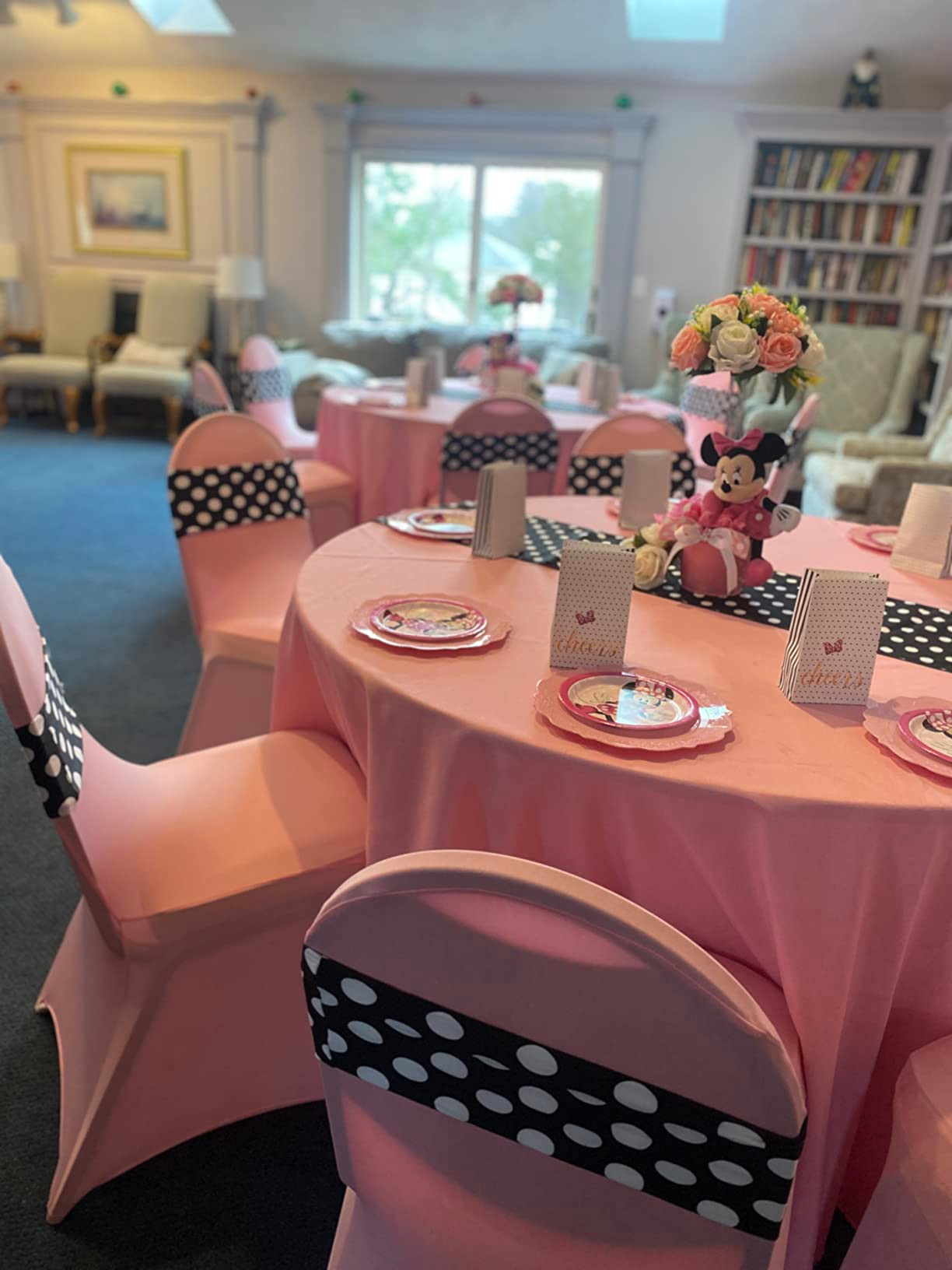 Stretch Spandex Banquet Chair Cover Pink in use