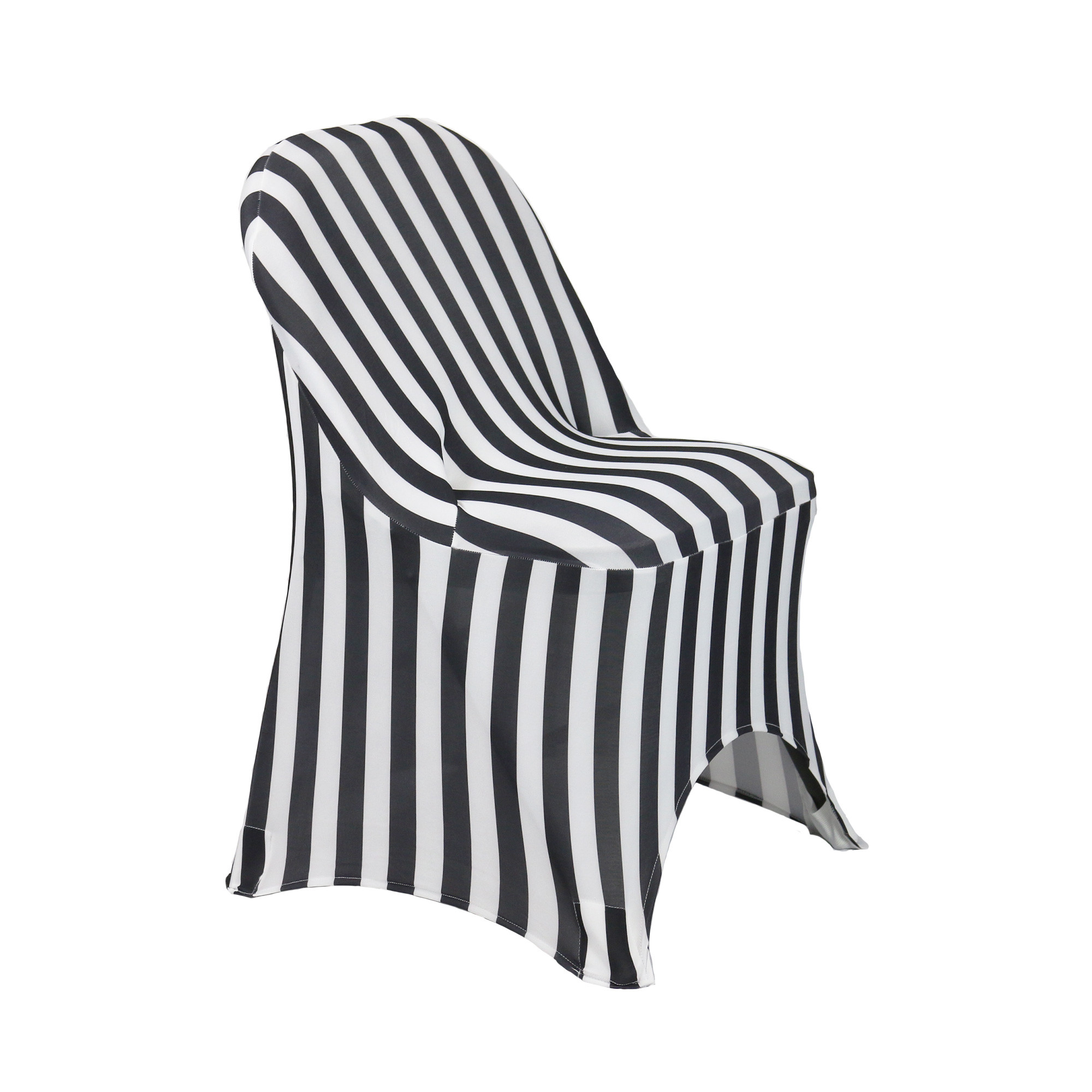 Stretch Spandex Folding Chair Covers Striped Black/White side 1