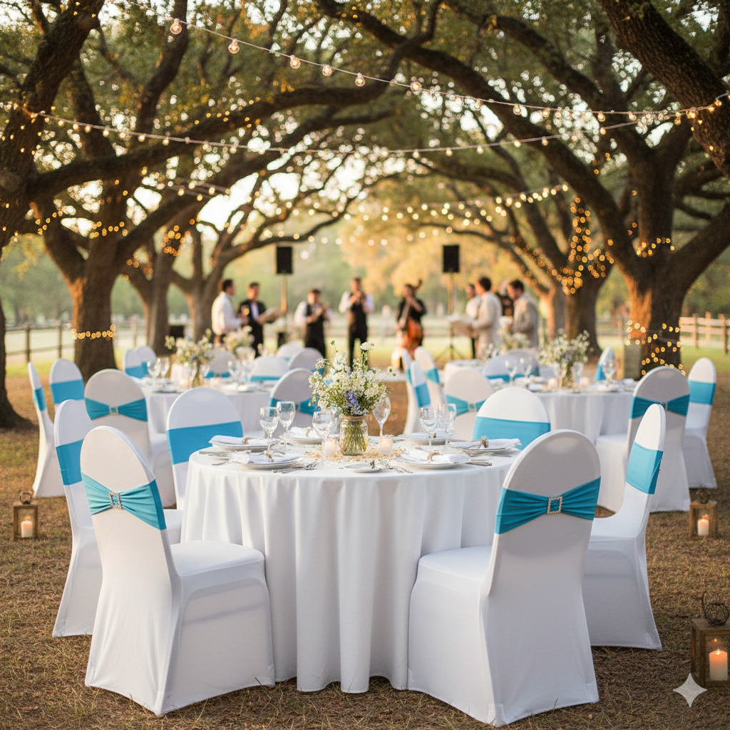 Spandex Bands Malibu Blue for wedding and events
