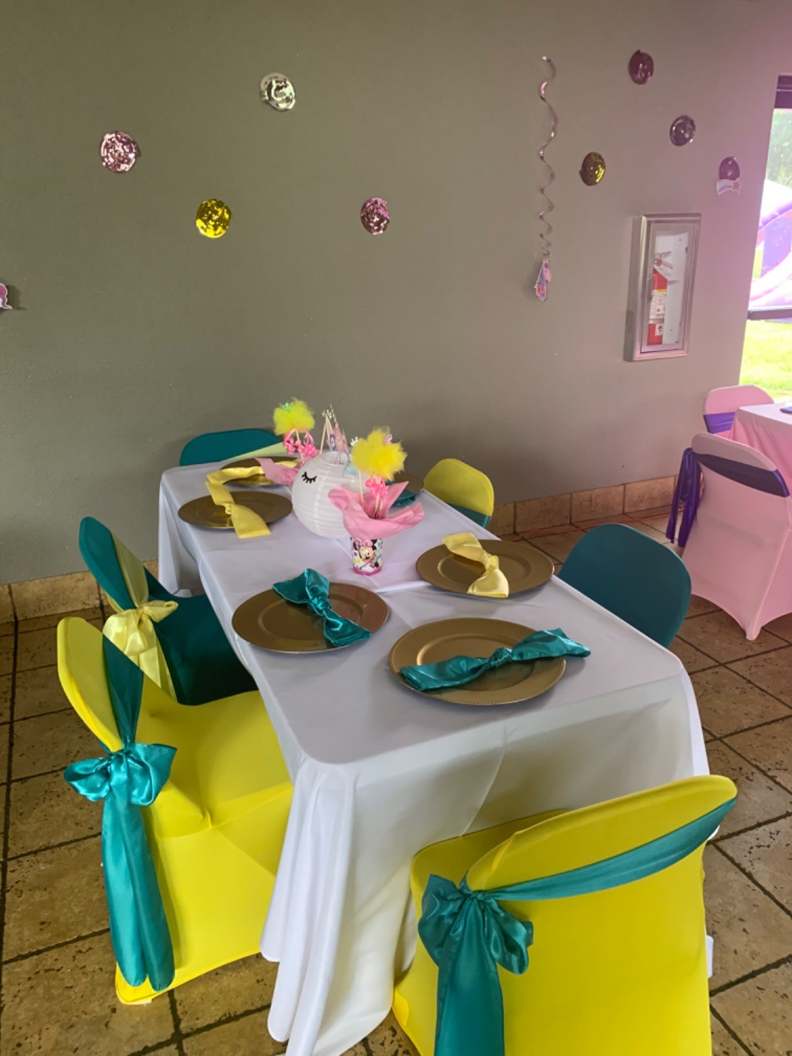 spandex yellow chair covers