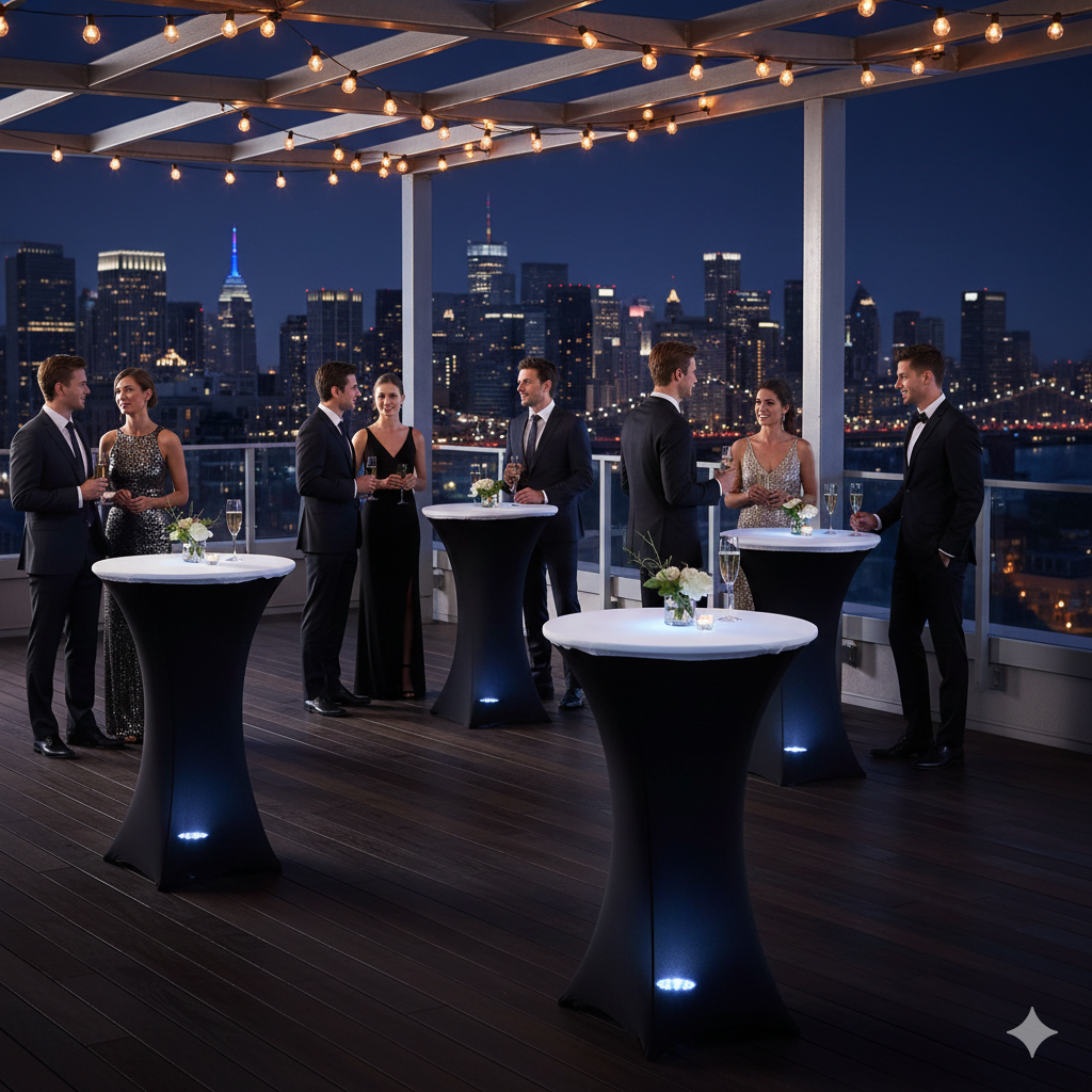 30" Stretch Spandex Table Topper/Cap White for weddings and cocktail parties