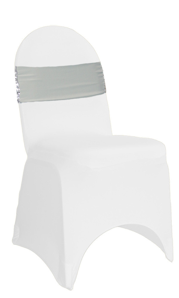 10 Pack Stretch Spandex Glitz Sequin Bands Silver Front View