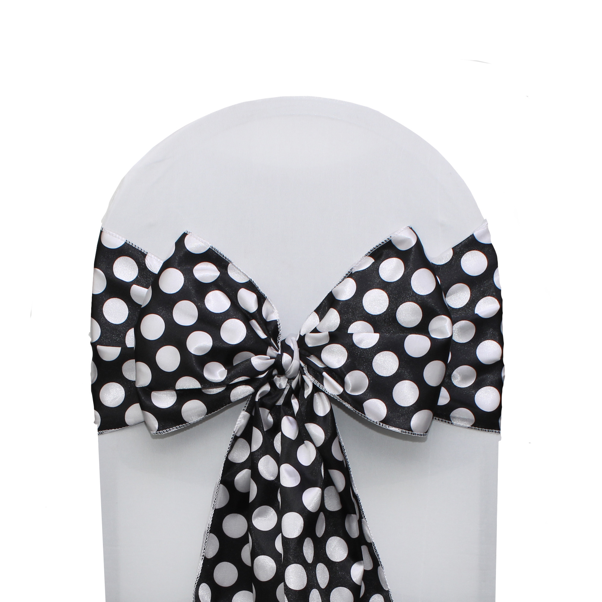 Satin Sashes Black/White Polka Dots