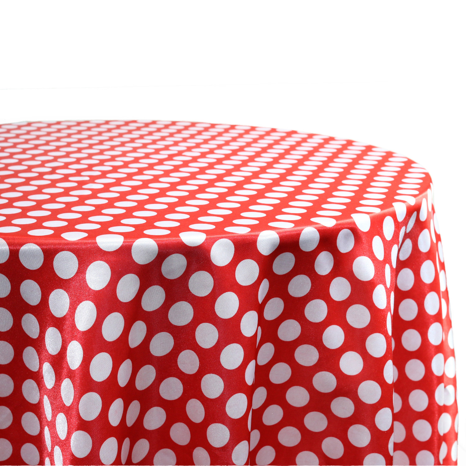 Satin Table Overlay Red/White Polka Dots
