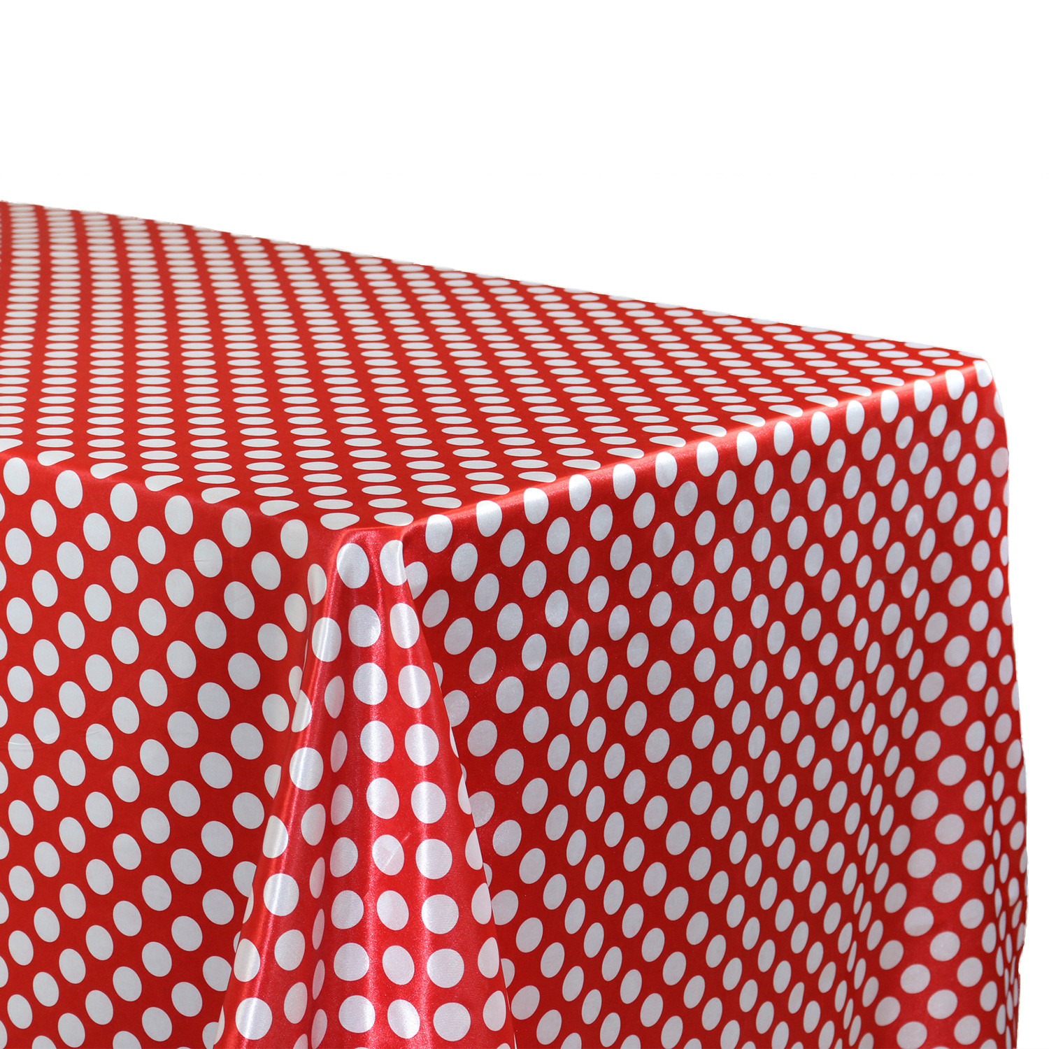  Satin Tablecloth Red/White Polka Dots