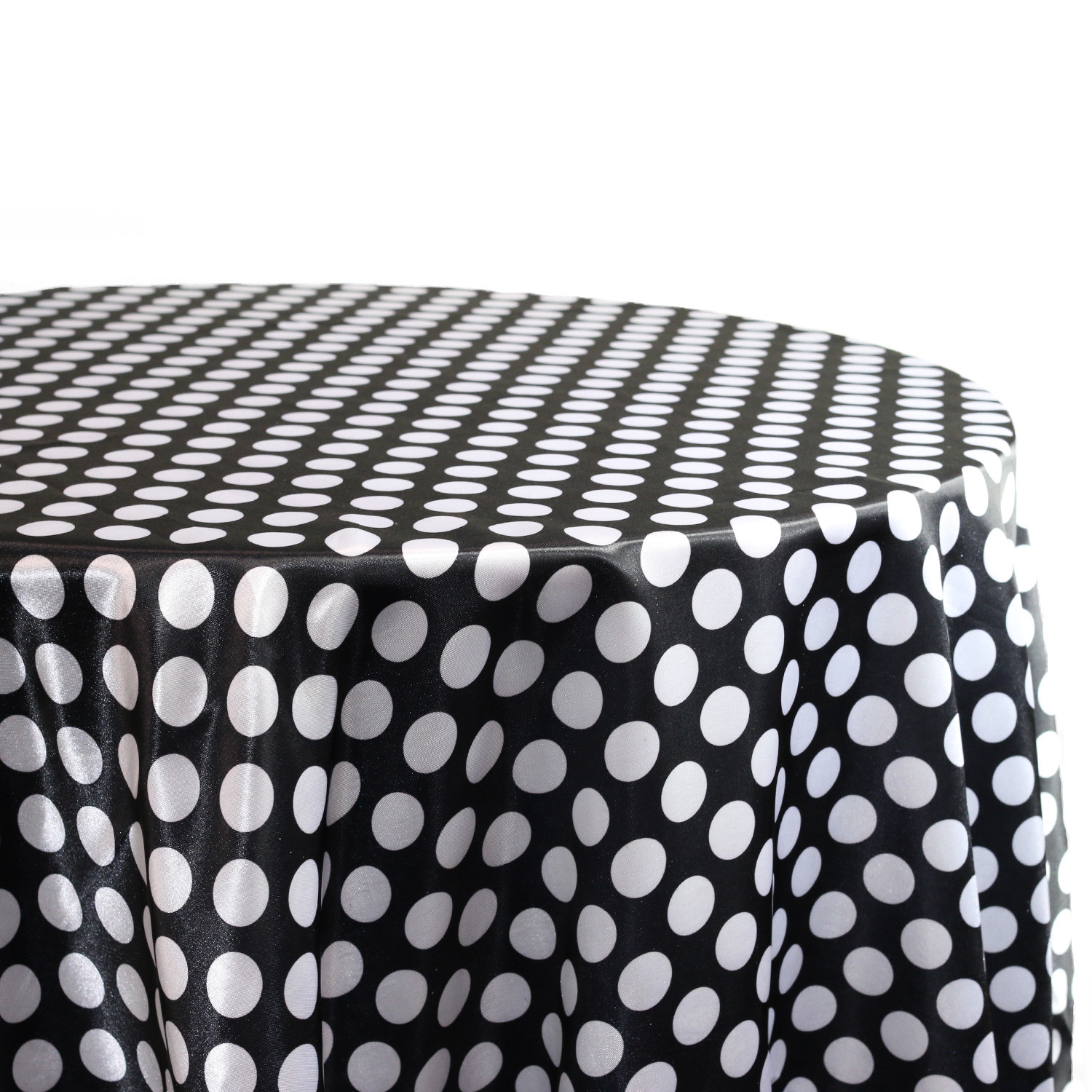 Satin Table Overlay Black/White Polka Dots